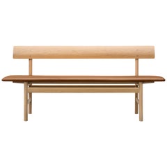 Borge Mogensen 3171 Bench, White Oil, Leather