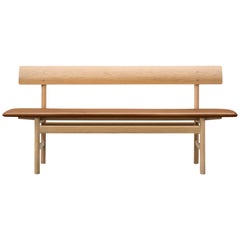 Borge Mogensen 3171 Bench, White Oil, Leather