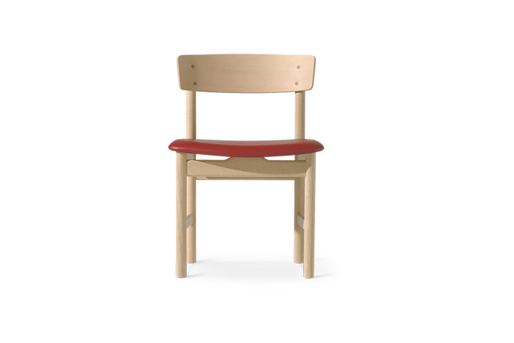 Mid-Century moderno Sedia da pranzo Borge Mogensen 3236, Oak laccato, Pelle in vendita