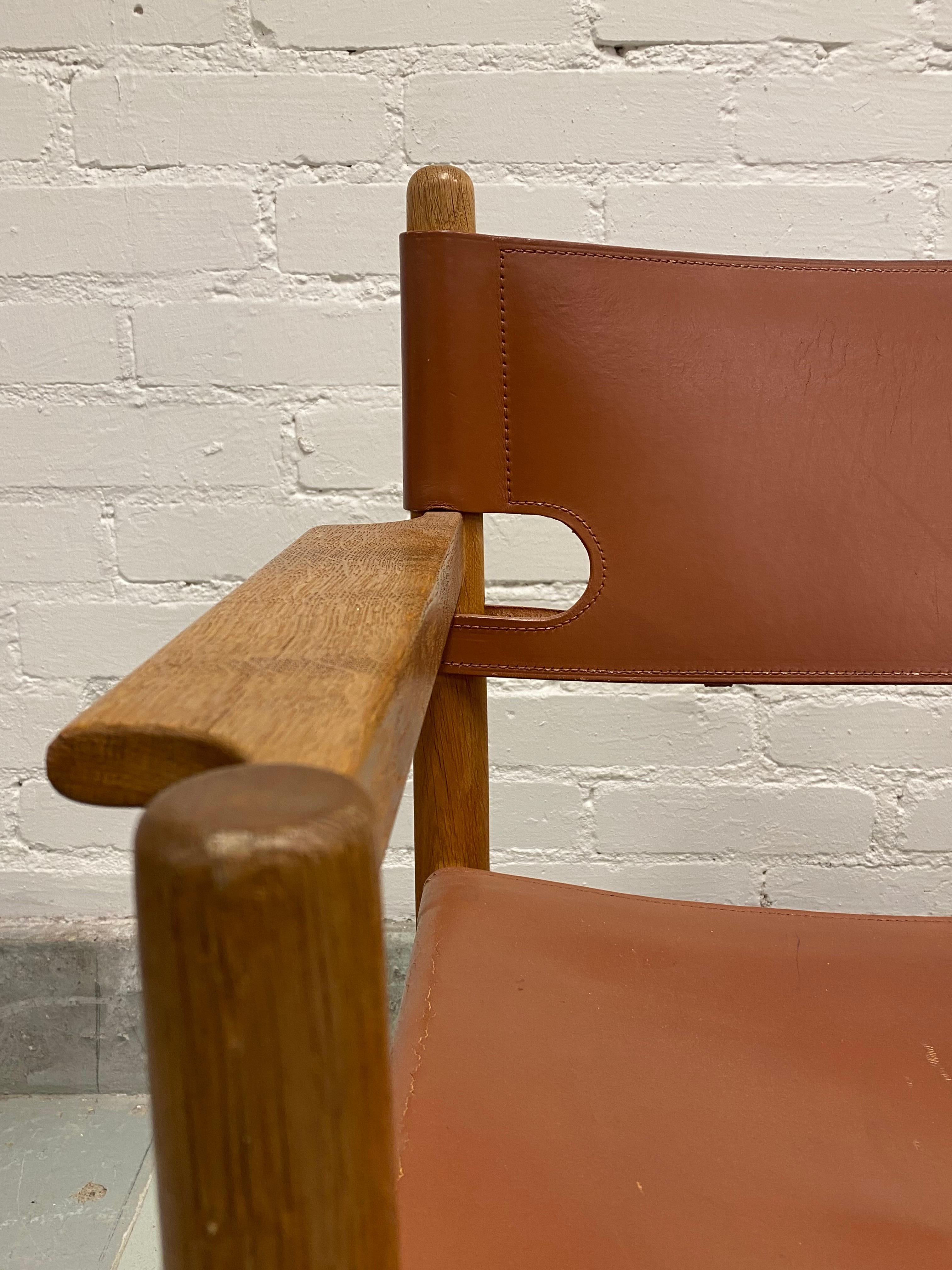 Borge Mogensen Armchair 3238 “Hunting Chair” in Oak & Leather, Fredericia 1960s For Sale 2