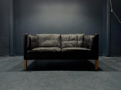 Borge Mogensen Black Leather Sofa