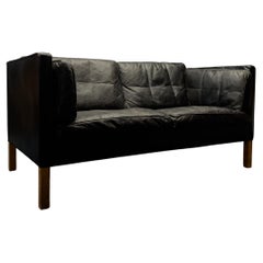 Borge Mogensen Black Leather Sofa