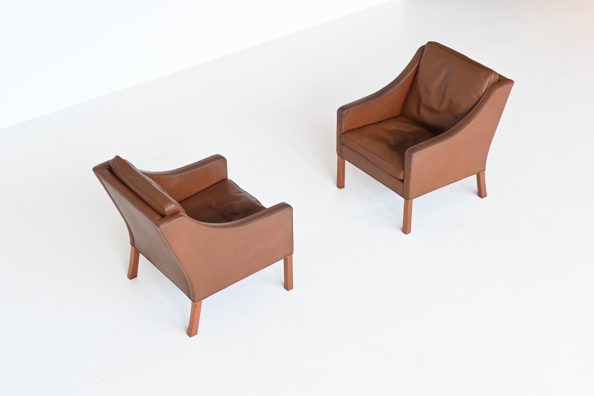 Borge Mogensen Brown Lounge Chairs Fredericia Stolefabrik, Denmark, 1963 3