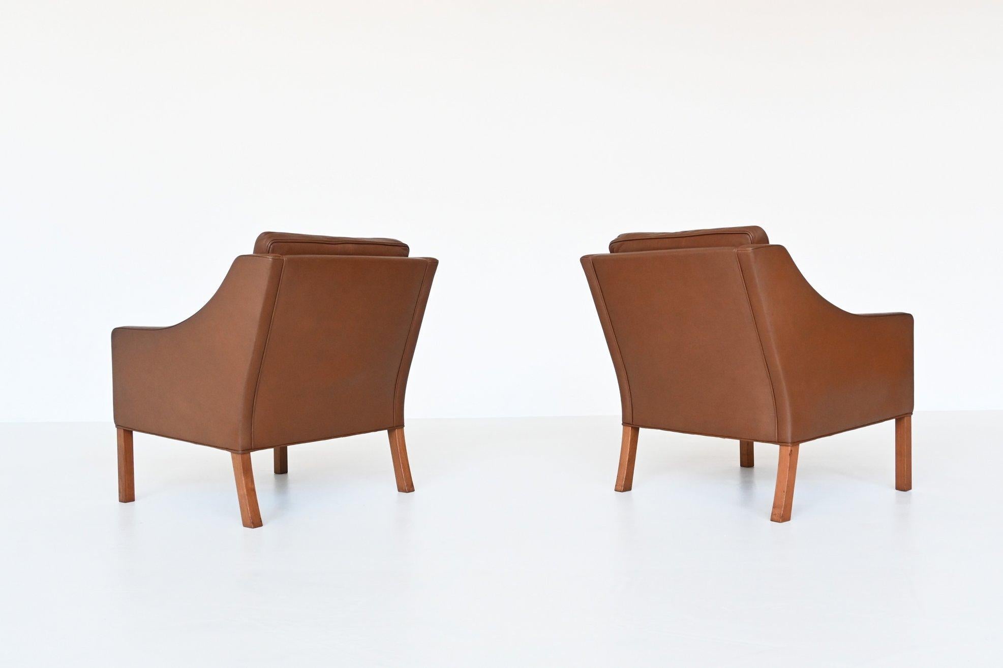 Borge Mogensen Brown Lounge Chairs Fredericia Stolefabrik, Denmark, 1963 In Good Condition In Etten-Leur, NL