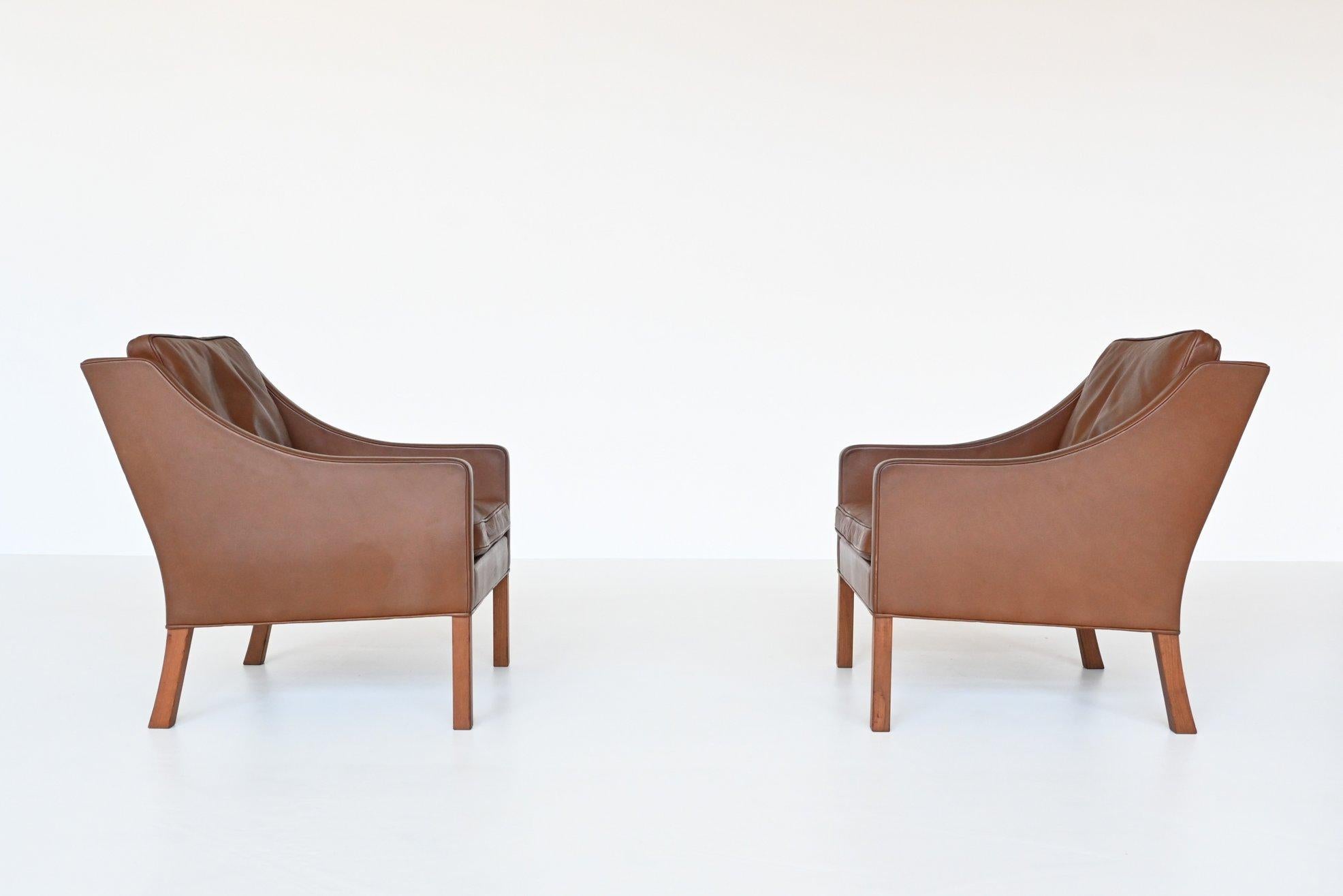 Borge Mogensen Brown Lounge Chairs Fredericia Stolefabrik, Denmark, 1963 1