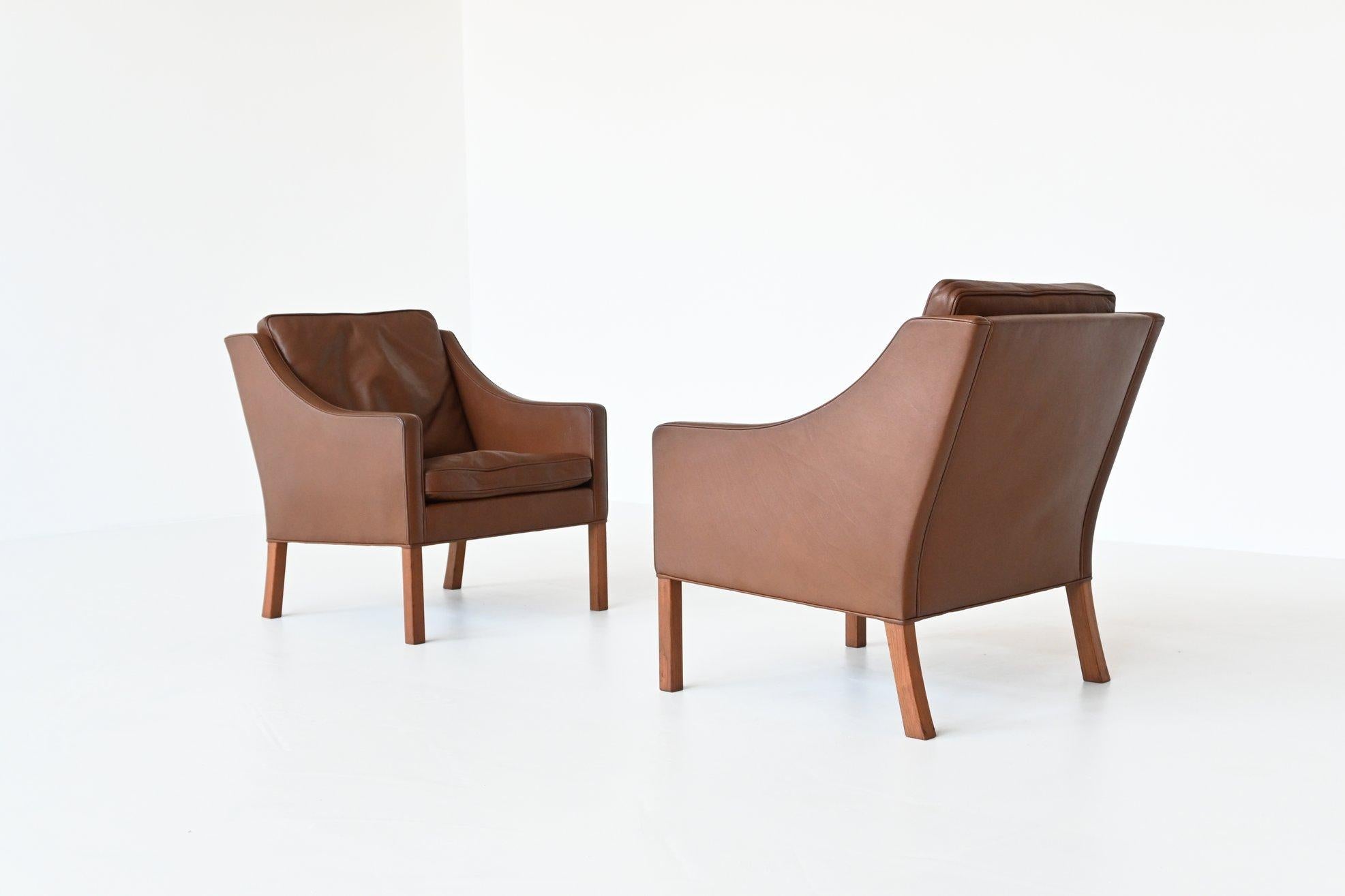 Borge Mogensen Brown Lounge Chairs Fredericia Stolefabrik, Denmark, 1963 2