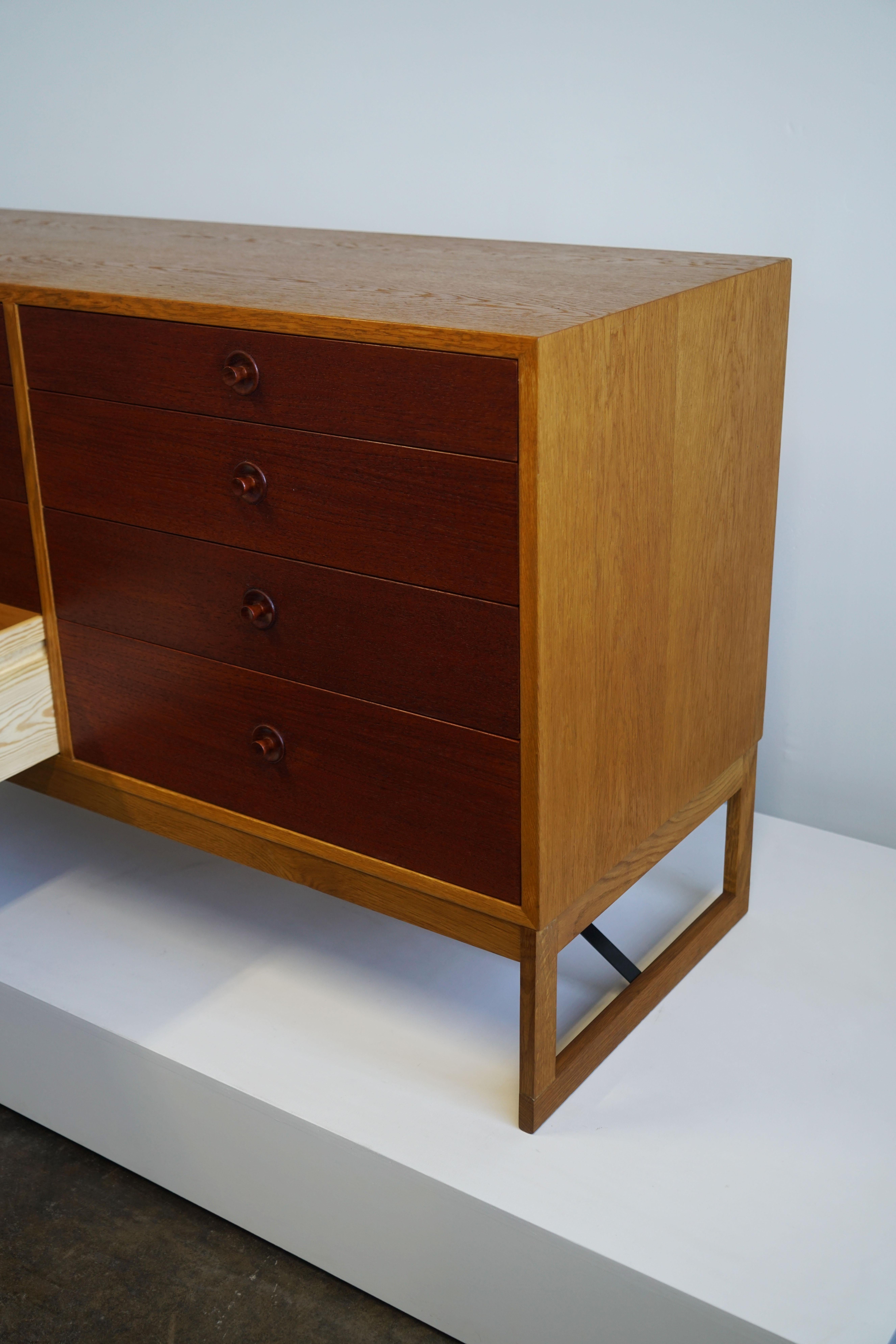 Steel Borge Mogensen Cabinet Dresser with Eight Drawers Scandinavian Modern Oak Teak