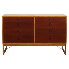 Vintage Borge Mogensen Cabinet Dresser with Eight Drawers Scandinavian Modern Oak Teak