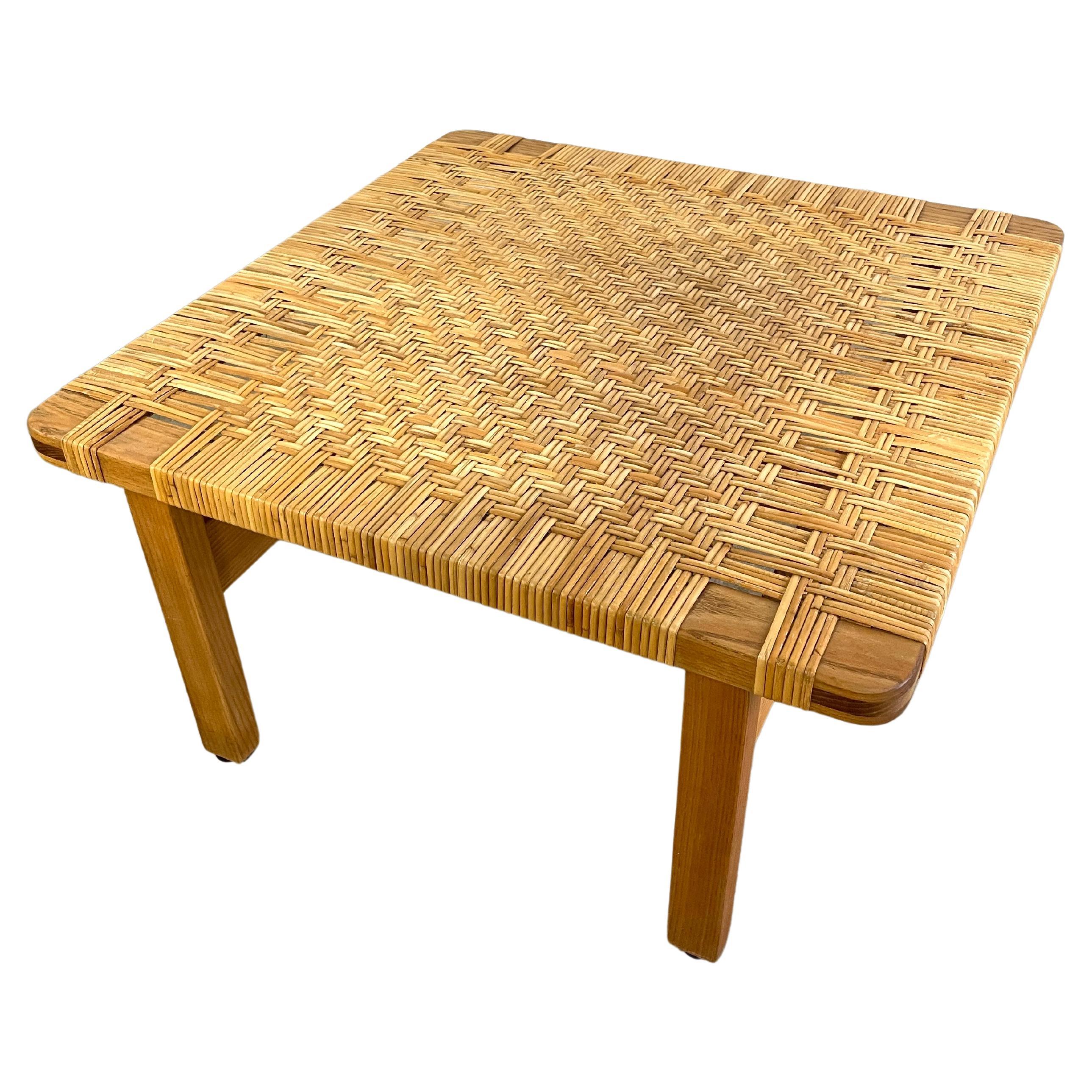 Borge Mogensen Danish Modern Cane and Oak Coffee Table For Sale