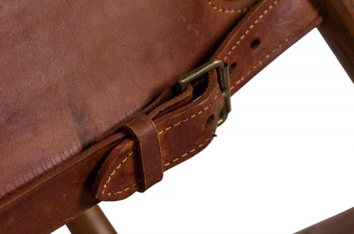 Metà XX secolo Sedia a braccio da pranzo con fionda spagnola in pelle di Oak Oak danese modello 3237 di Borg Mogensen in vendita