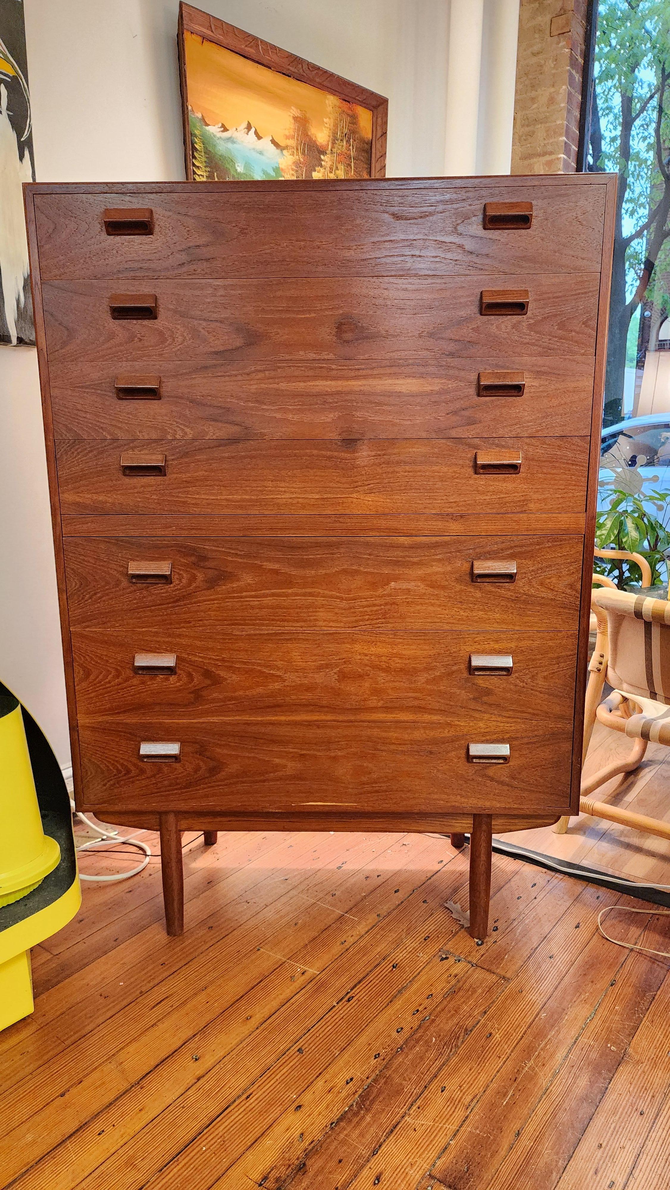 Borge Mogensen Danish Teak Tall Chest  In Fair Condition For Sale In Frederick, MD