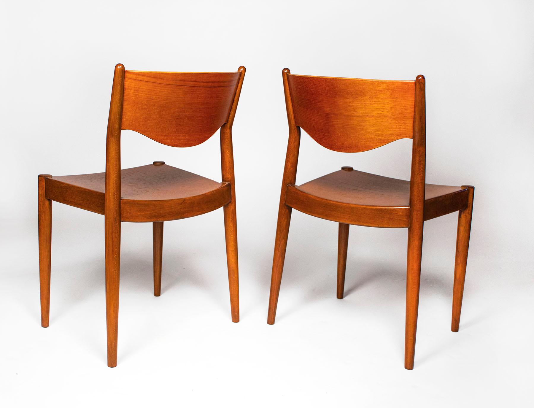 Borge Mogensen Dining Chairs for C.M. Madsens in Teak & Beech Danish Modern- TEN 1