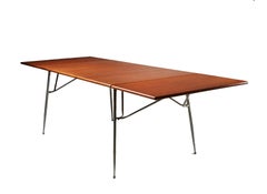 Borge Mogensen Drop-Leaf Office or Dining Table in Teak and Steel Denmark