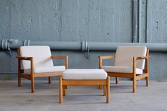 Borge Mogensen Easy Chairs with Footstool Model 227, 1960s