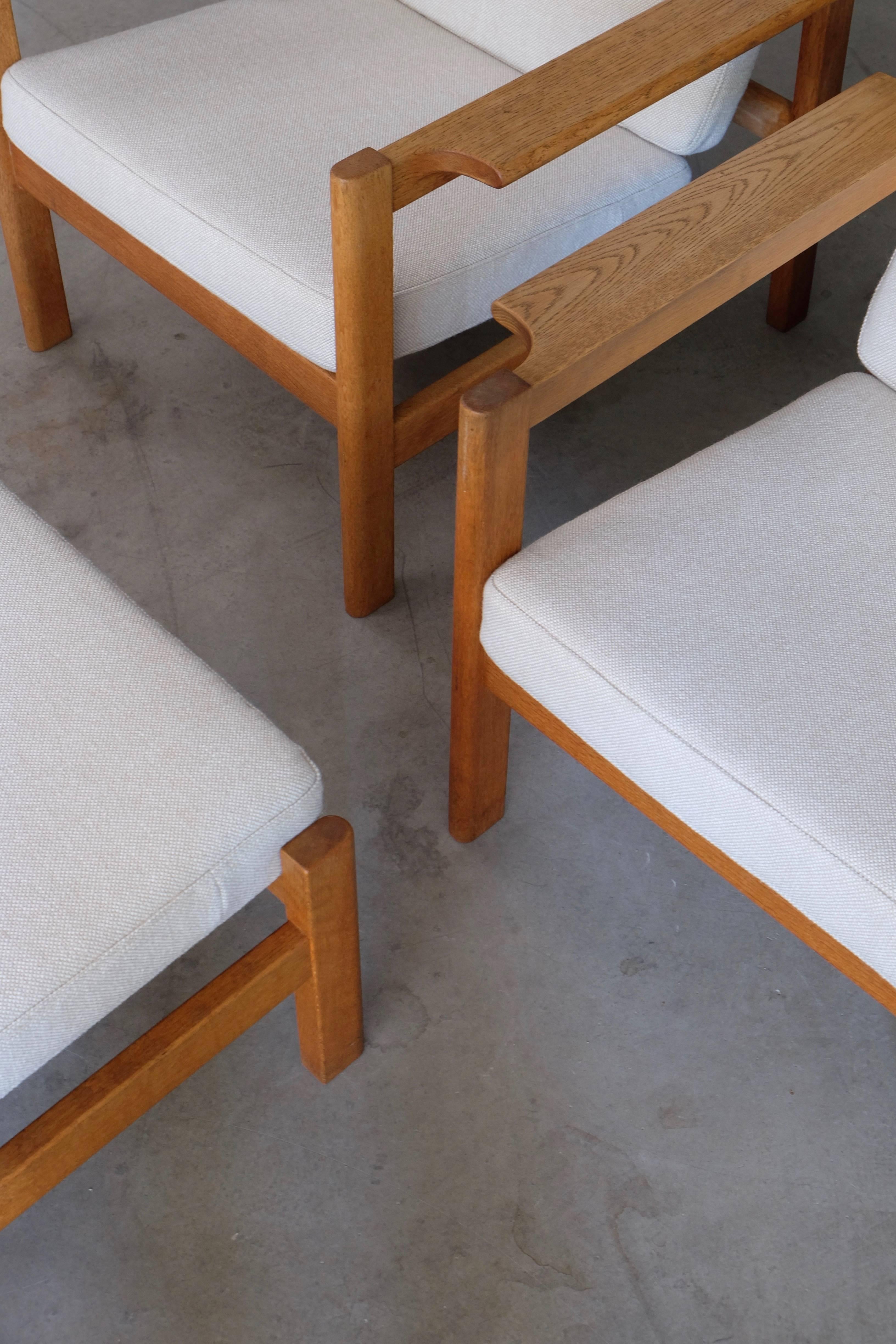 Danish Borge Mogensen Easy Chairs with Footstool Model 227, 1960s For Sale