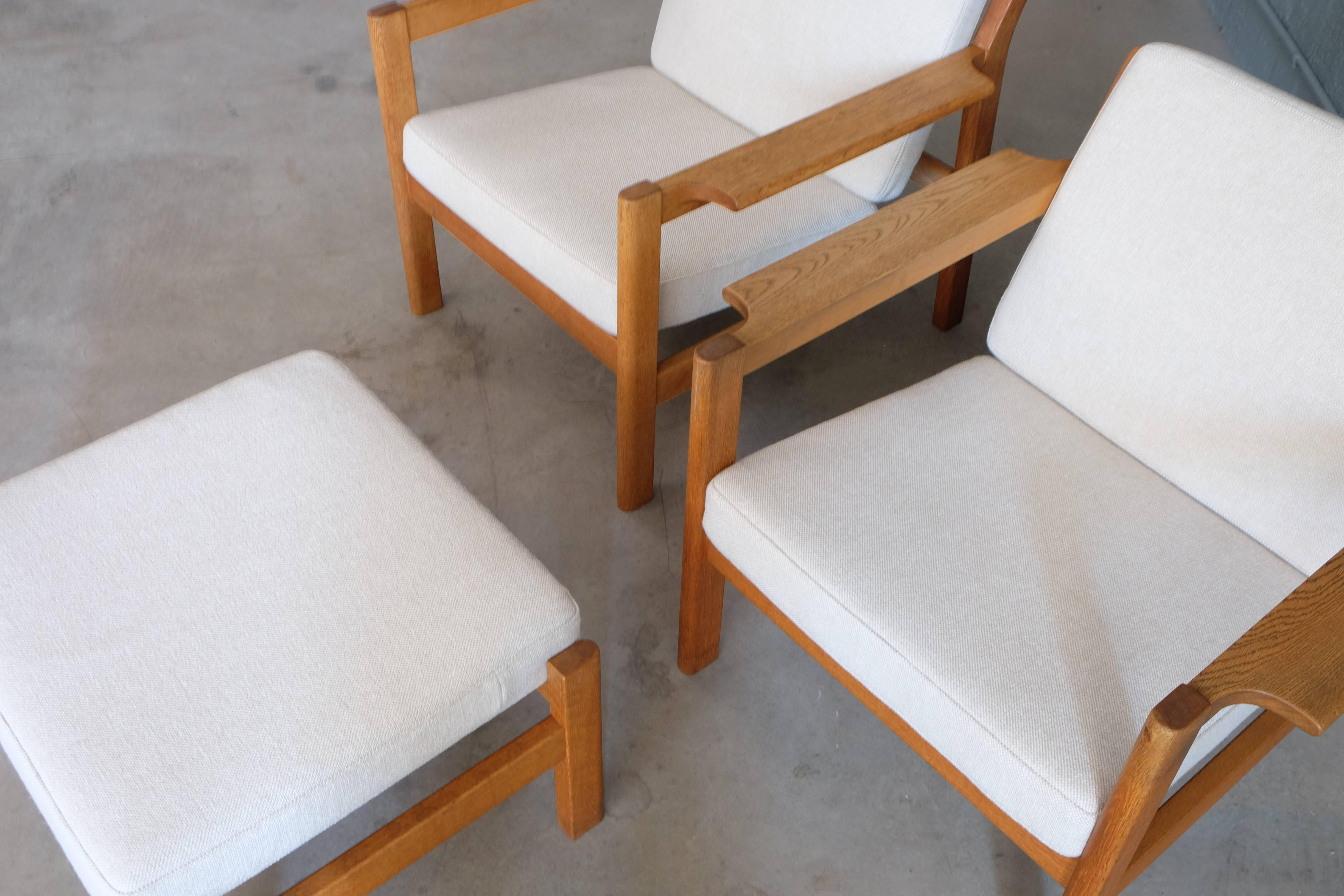 Borge Mogensen Easy Chairs with Footstool Model 227, 1960s For Sale 2