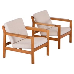 Fauteuils Borge Mogensensen avec pouf modèle 227, années 1960