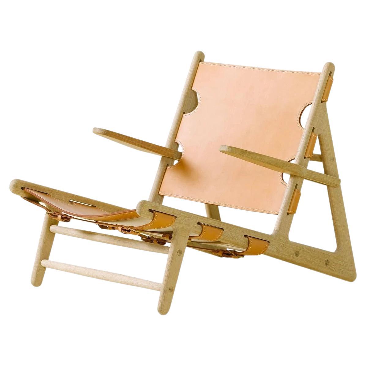 Silla de Caza Borge Mogensen en Piel Natural y Roble