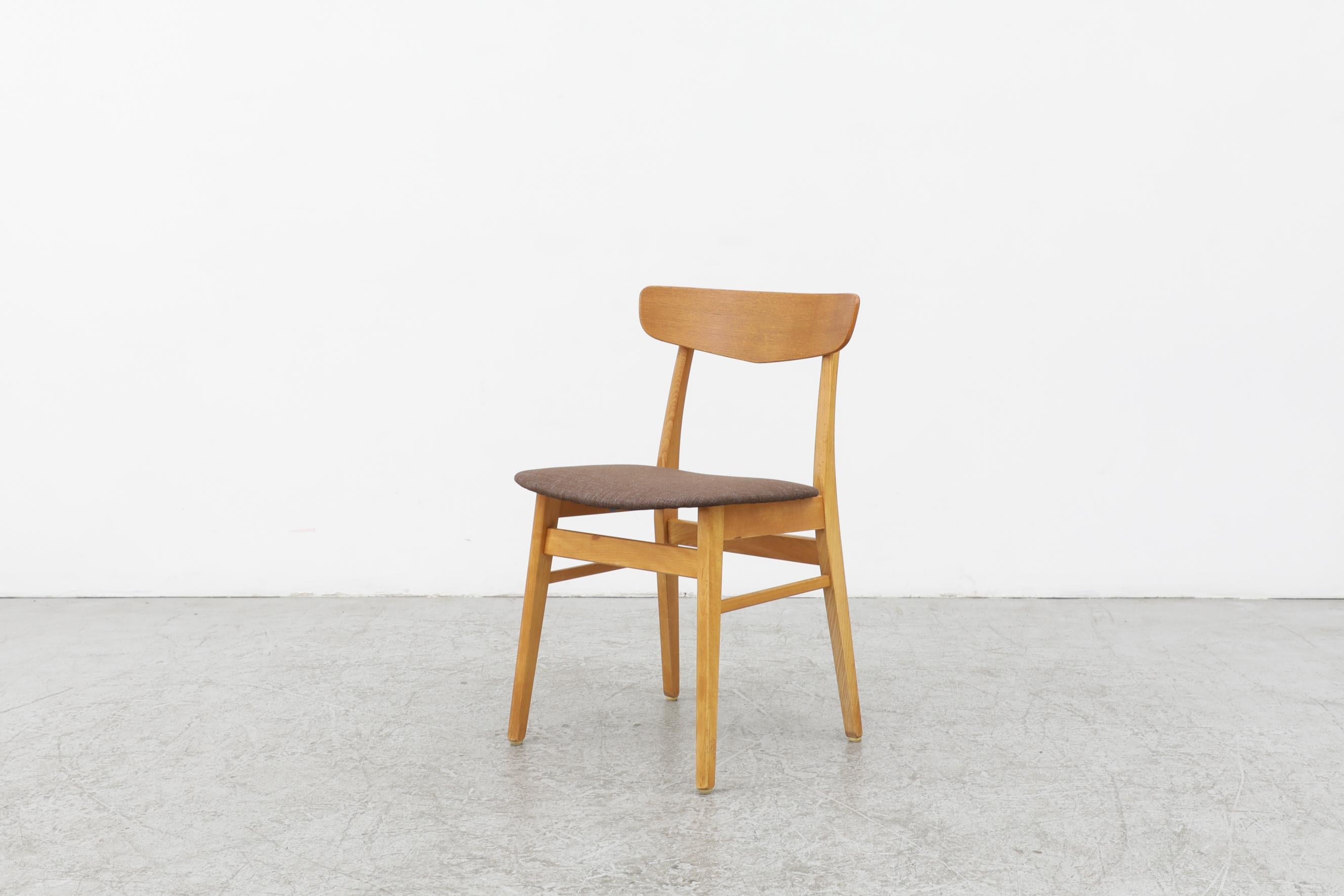 Mid-Century Modern Borge Mogensen Inspired Single Chair by Farstrup, Blonde Wood Frame & Teak Back For Sale