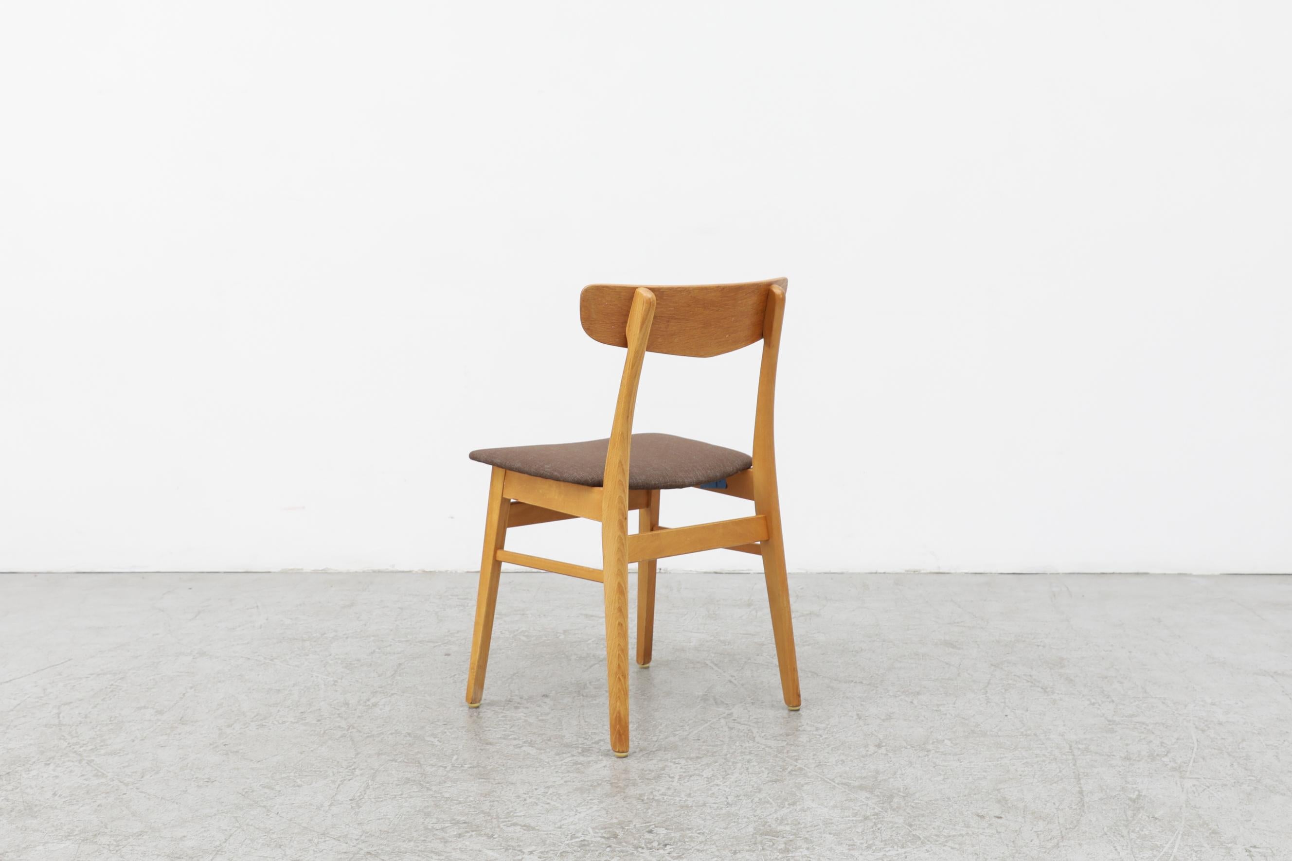 Borge Mogensen Inspired Single Chair by Farstrup, Blonde Wood Frame & Teak Back In Good Condition For Sale In Los Angeles, CA