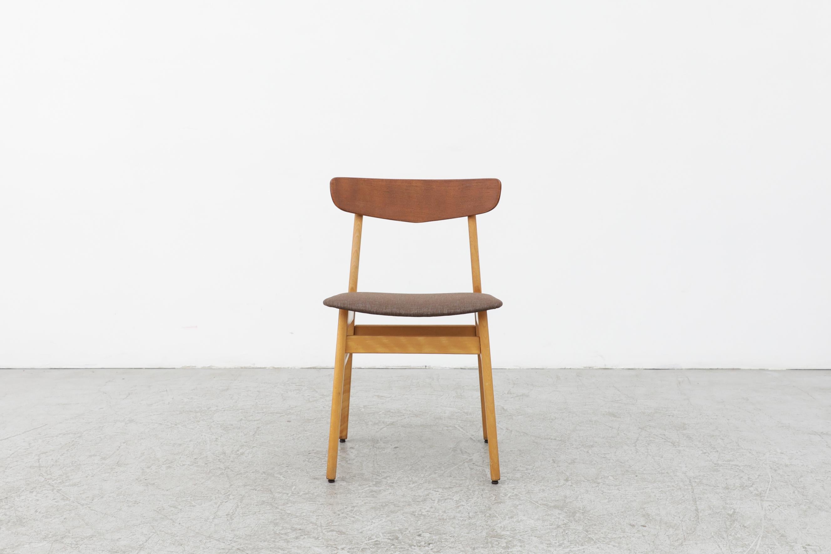 Upholstery Borge Mogensen Inspired Single Chair by Farstrup, Blonde Wood Frame & Teak Back For Sale