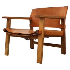 Vintage Borge Mogensen Inspired Spanish Leather Lounge Chair