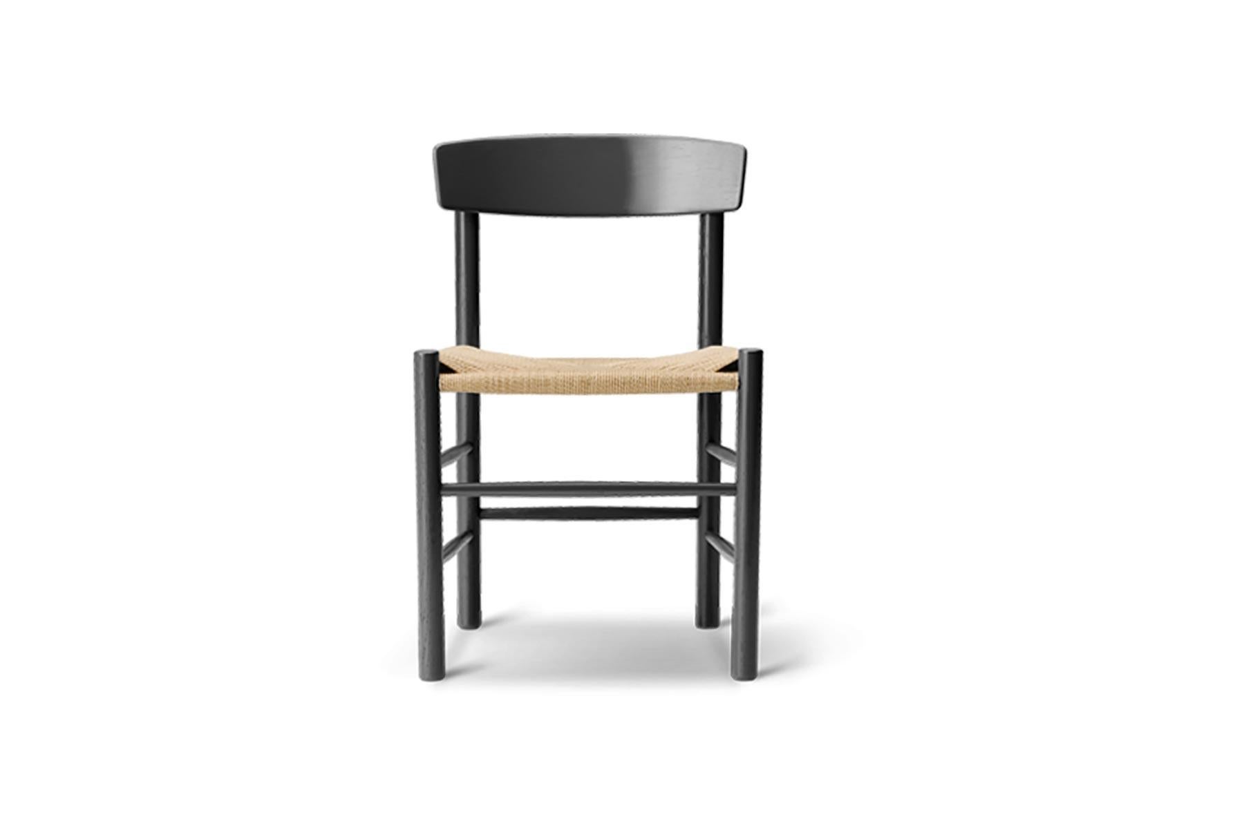 Mid-Century Modern Chaise de salle à manger Borge Mogensen J39, laque noire en vente