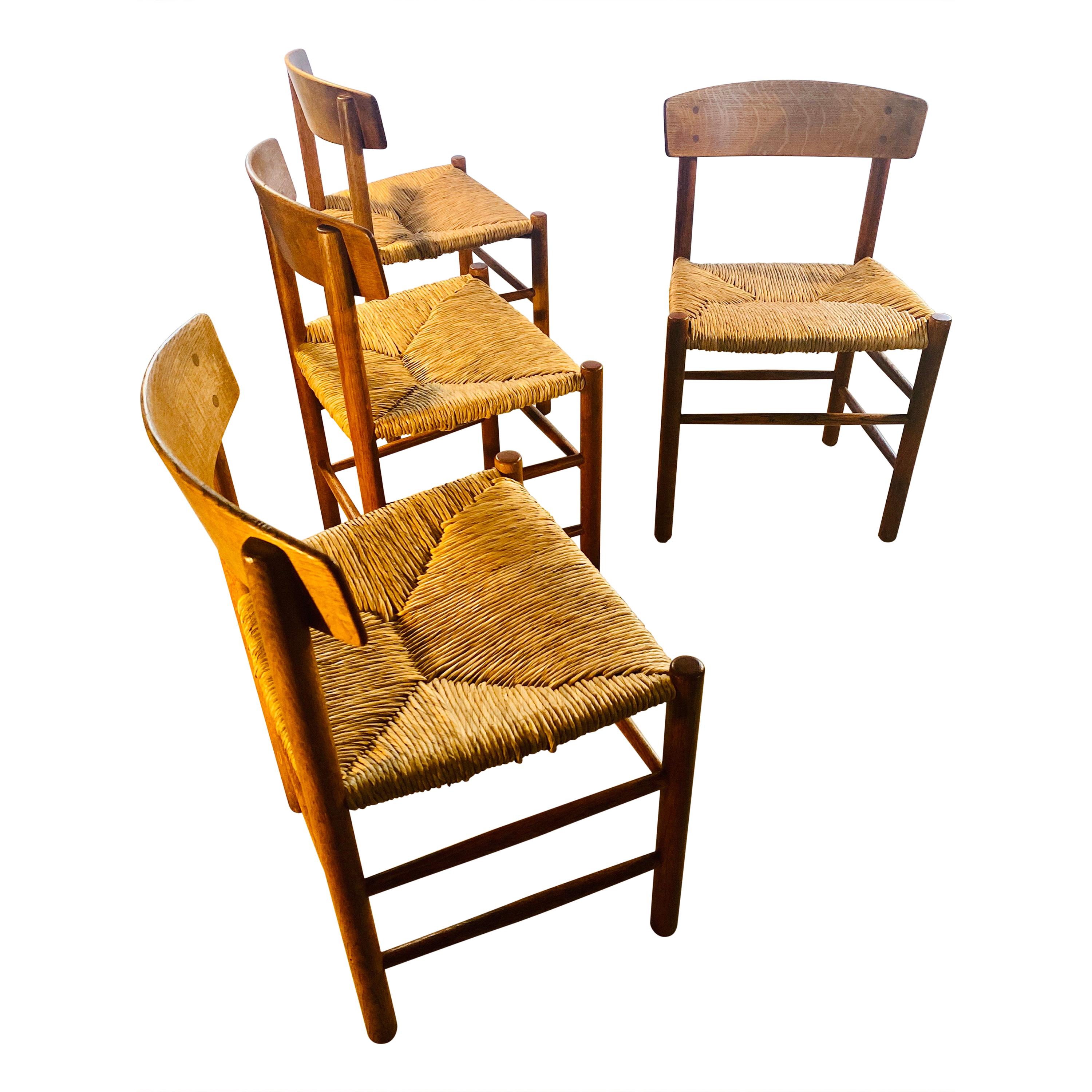 Borge Mogensen J39 for Federicia 1st edition 1947 Rush Dining Chairs