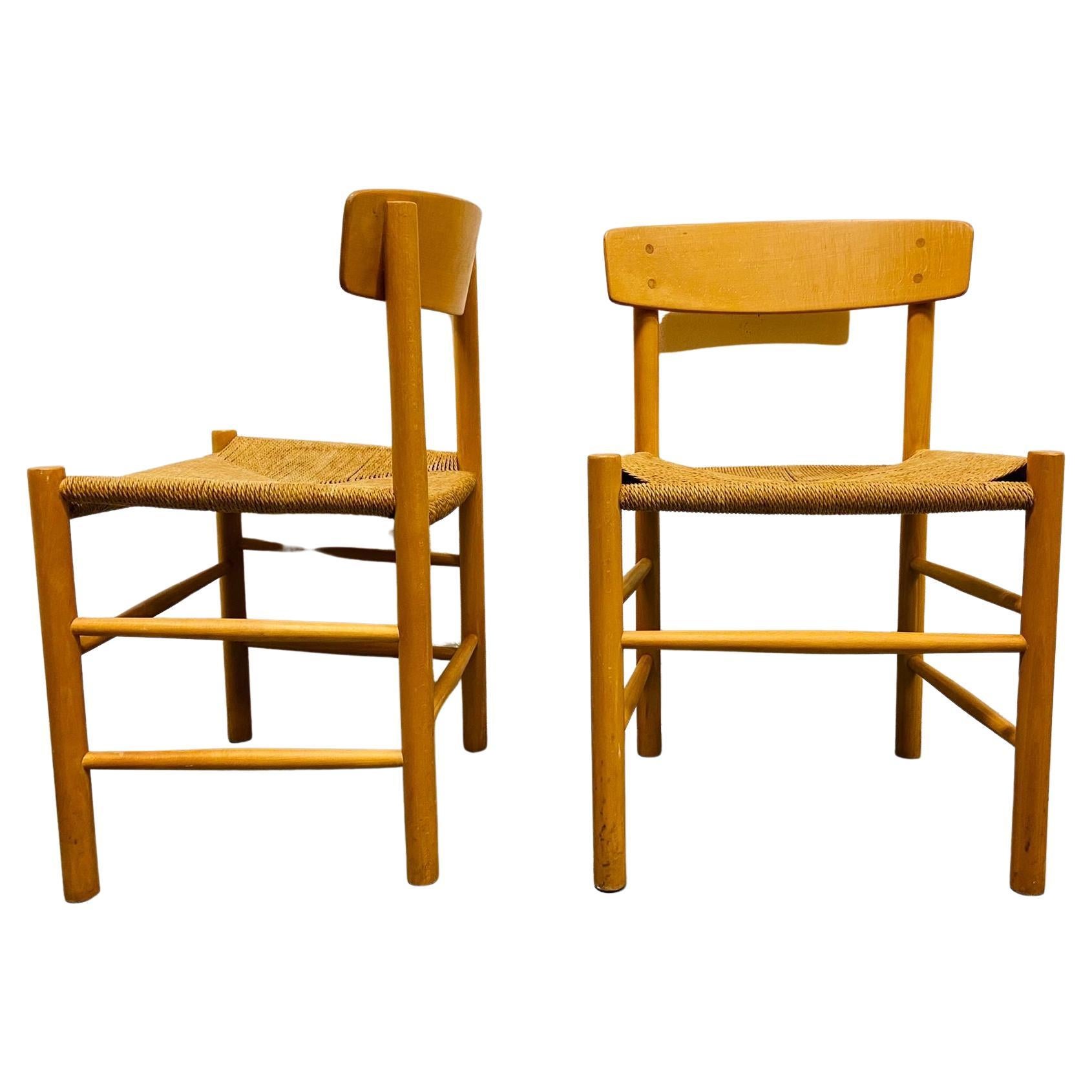 Mid-Century Modern Borge Mogensen J39 Set of 4 Dining Chairs, Total Current Availability Is 16 For Sale