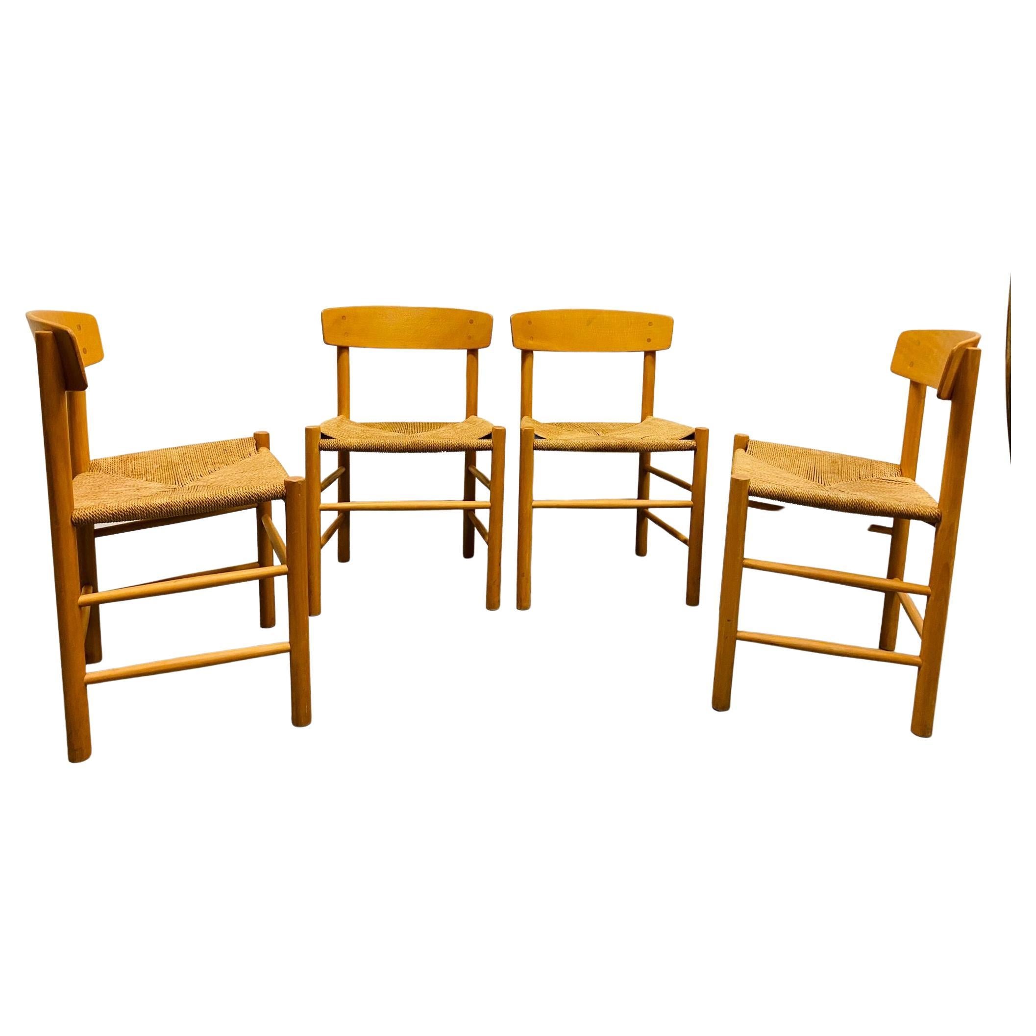 Danish Borge Mogensen J39 Set of 4 Dining Chairs, Total Current Availability Is 16 For Sale