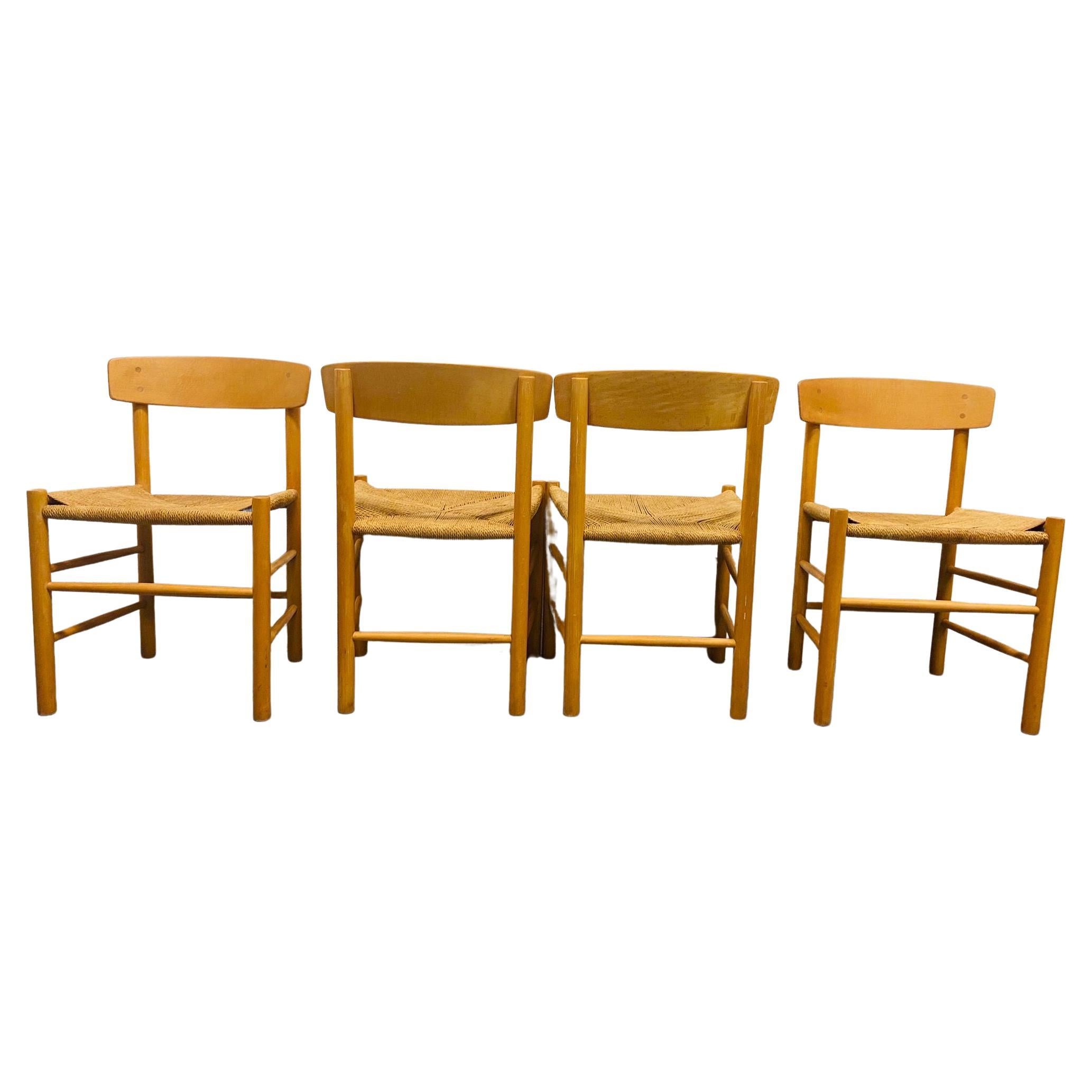 Hand-Knotted Borge Mogensen J39 Set of 4 Dining Chairs, Total Current Availability Is 16 For Sale