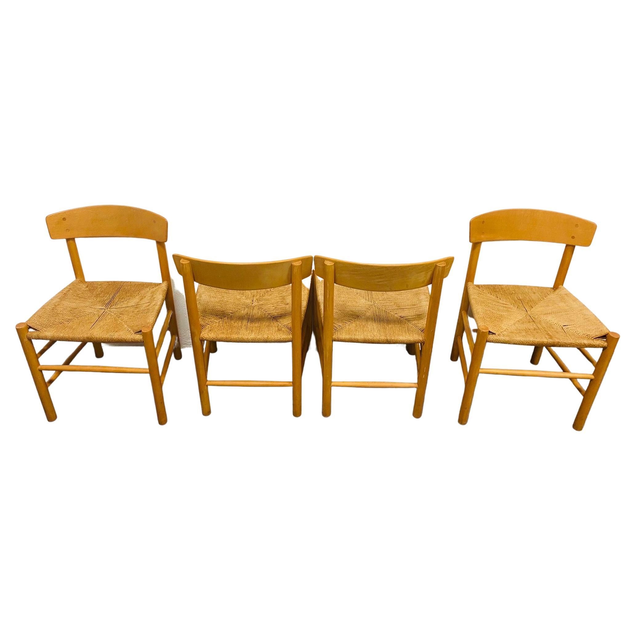 Rope Borge Mogensen J39 Set of 4 Dining Chairs, Total Current Availability Is 16 For Sale