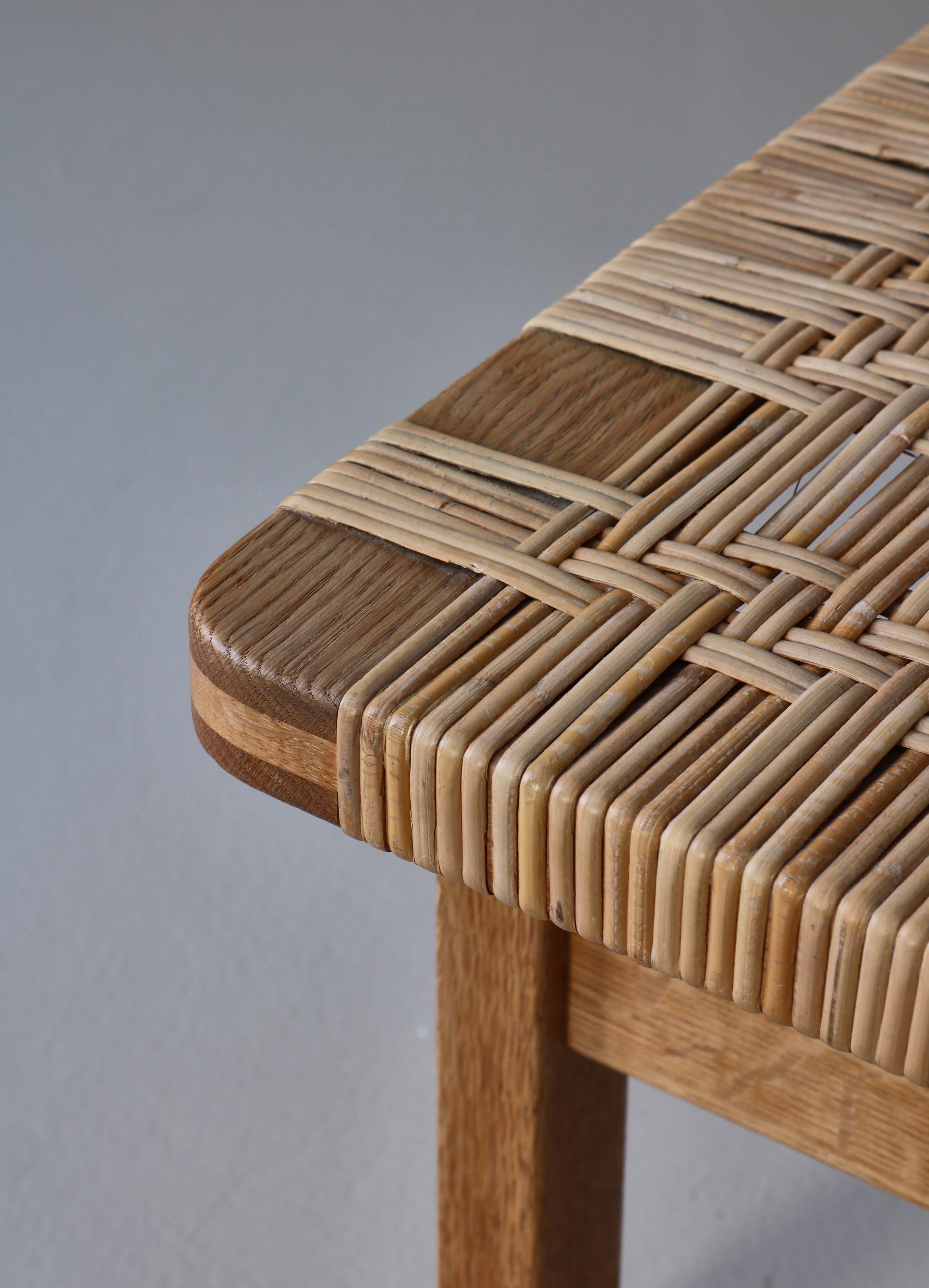 Borge Mogensen Large Side Table or Bench in Oak and Rattan Cane, 1960s, Denmark For Sale 3