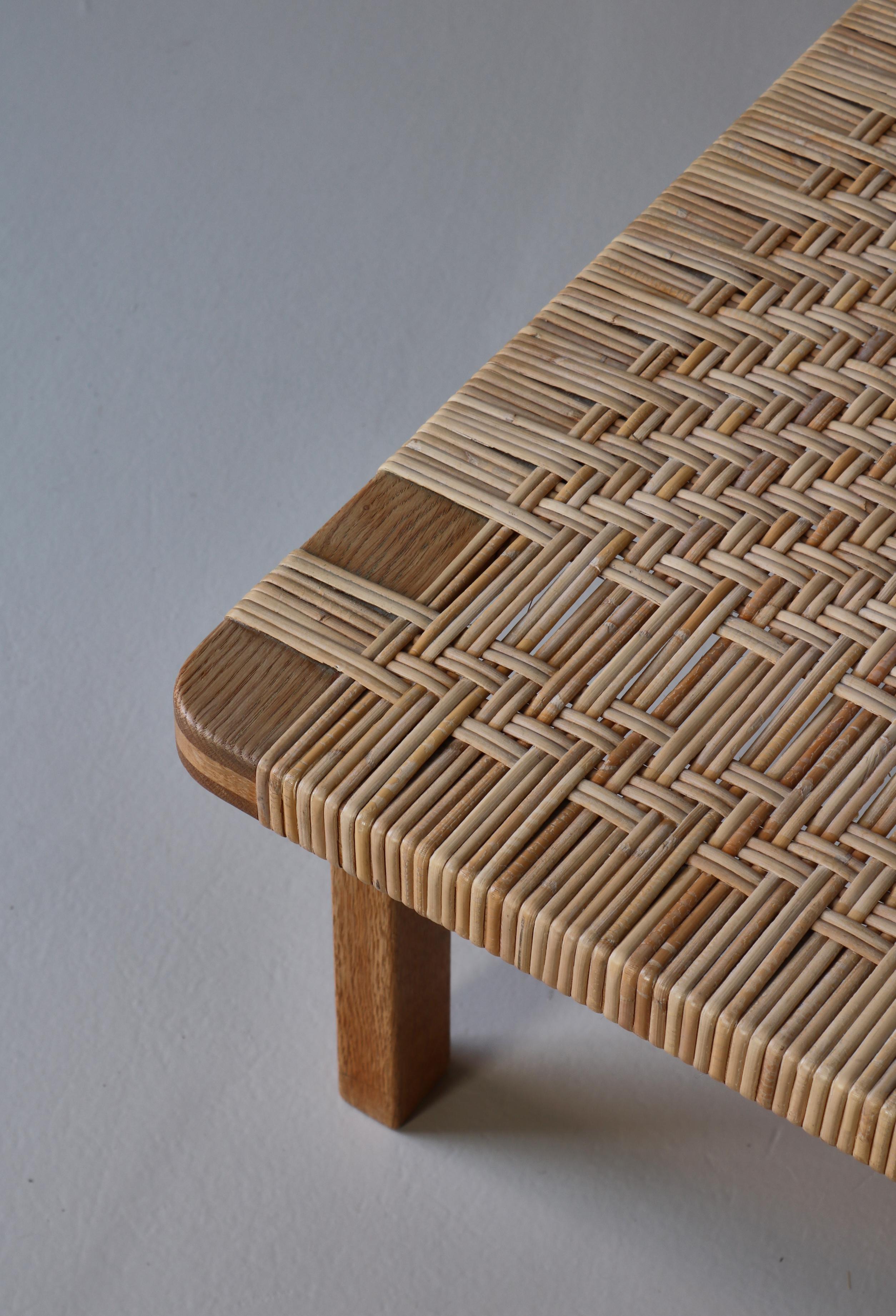 Borge Mogensen Large Side Table or Bench in Oak and Rattan Cane, 1960s, Denmark For Sale 8