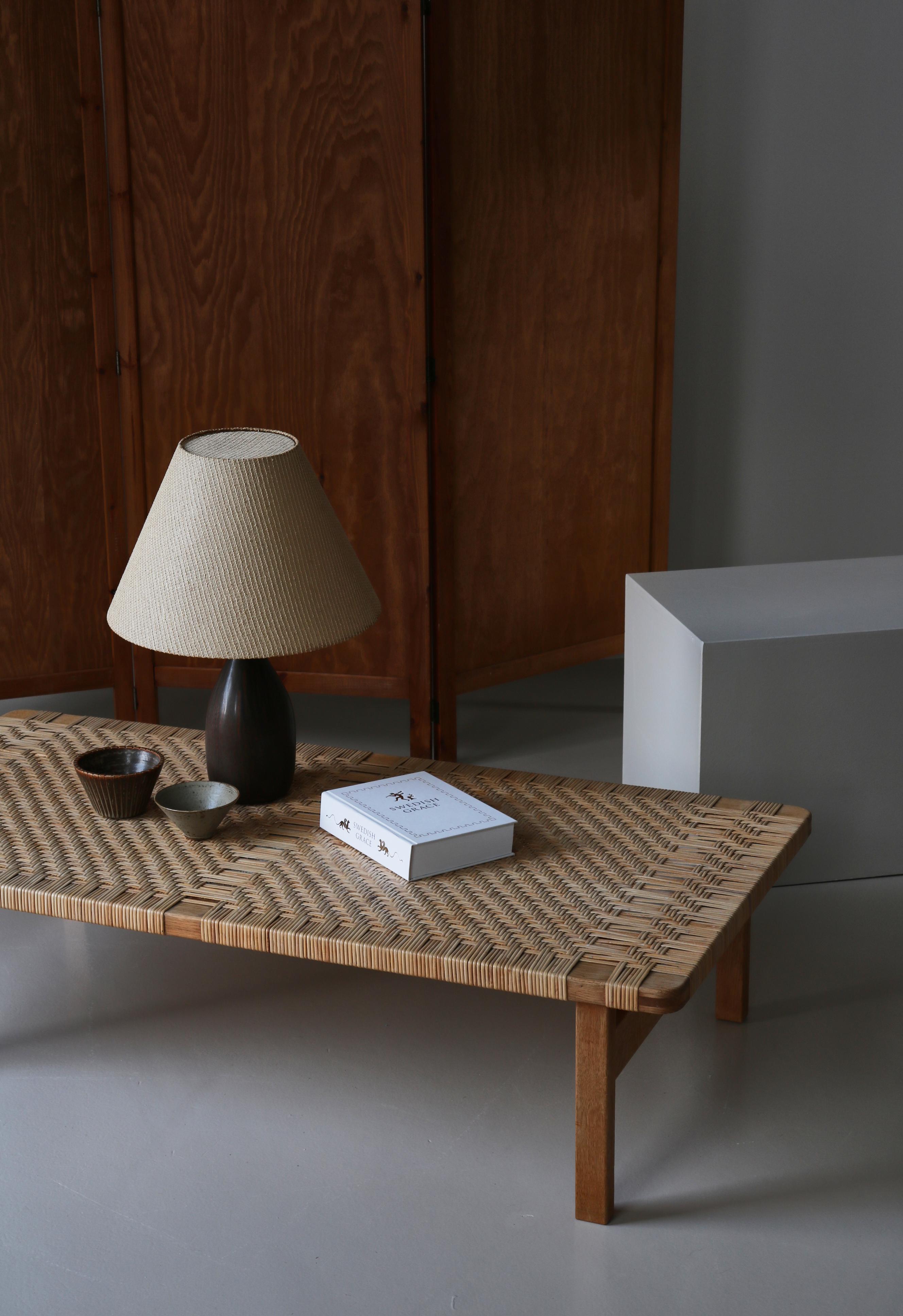 Borge Mogensen Large Side Table or Bench in Oak and Rattan Cane, 1960s, Denmark For Sale 10
