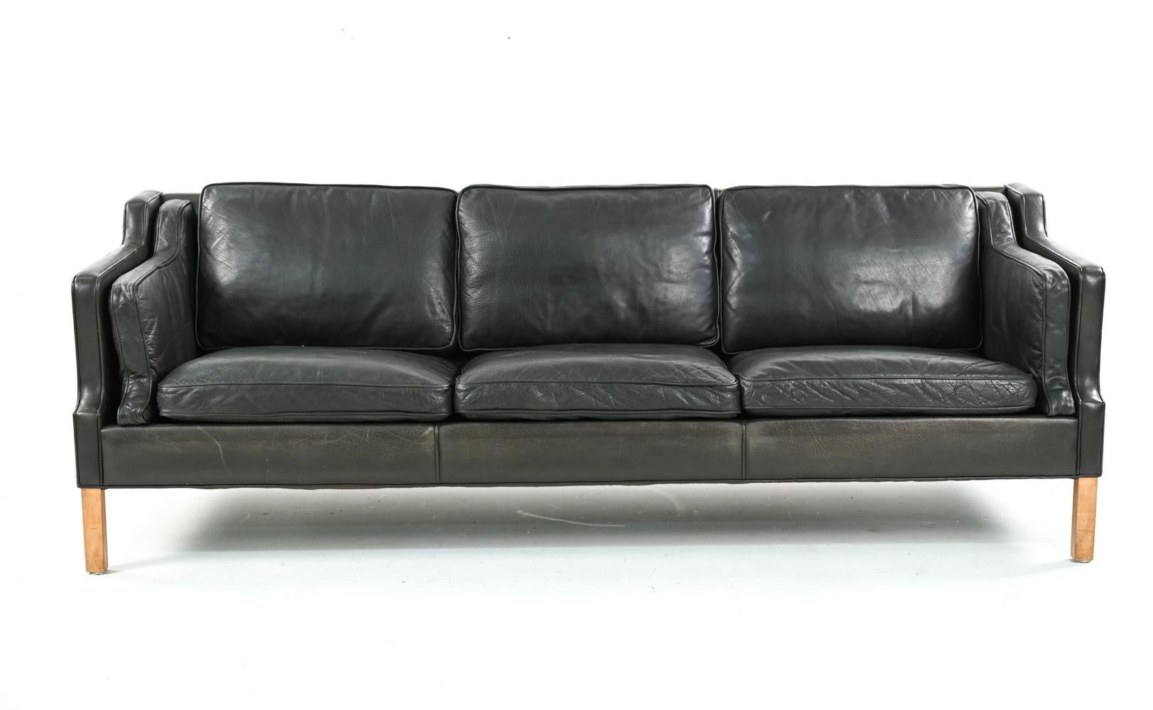 Mid-Century Modern Borge Mogensen Leather 4-Seater Sofa