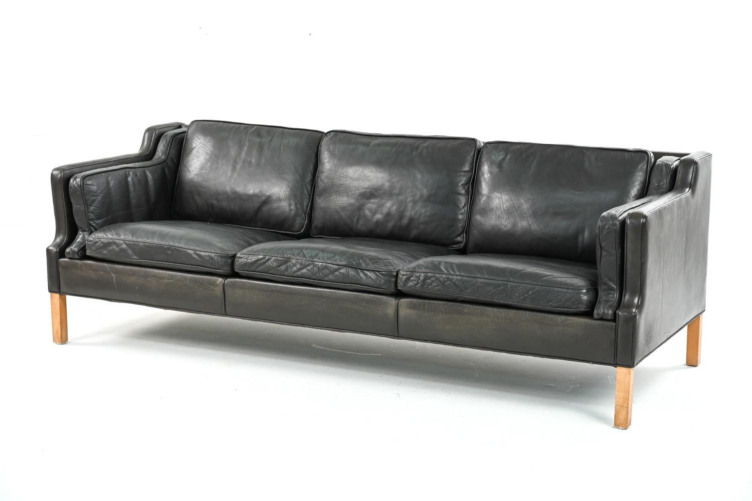 Mid-20th Century Borge Mogensen Leather 4-Seater Sofa