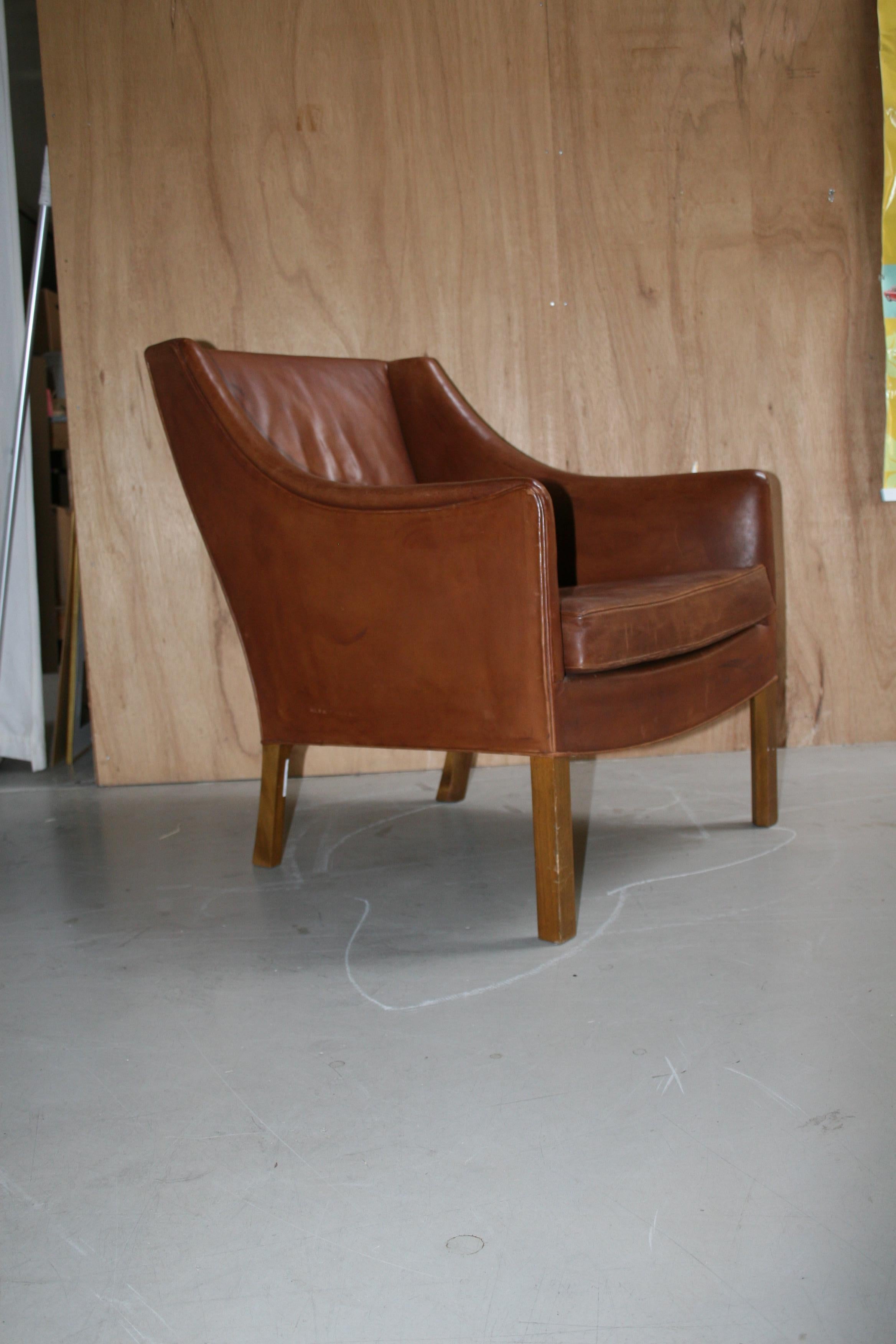 Borge Mogensen Leather Chair Made by Johannes Hansen, circa 1960s 4