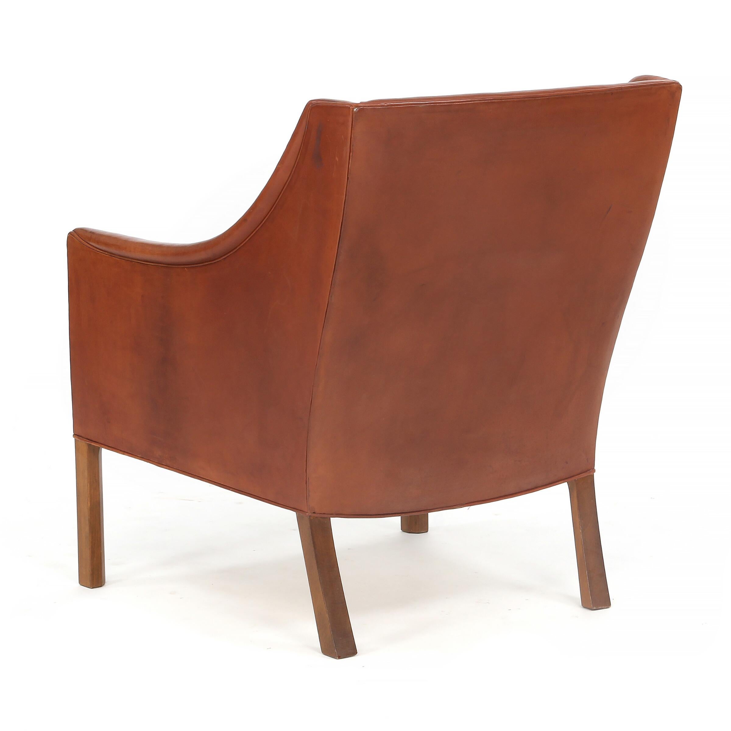 Mid-Century Modern Borge Mogensen Leather Chair Made by Johannes Hansen, circa 1960s
