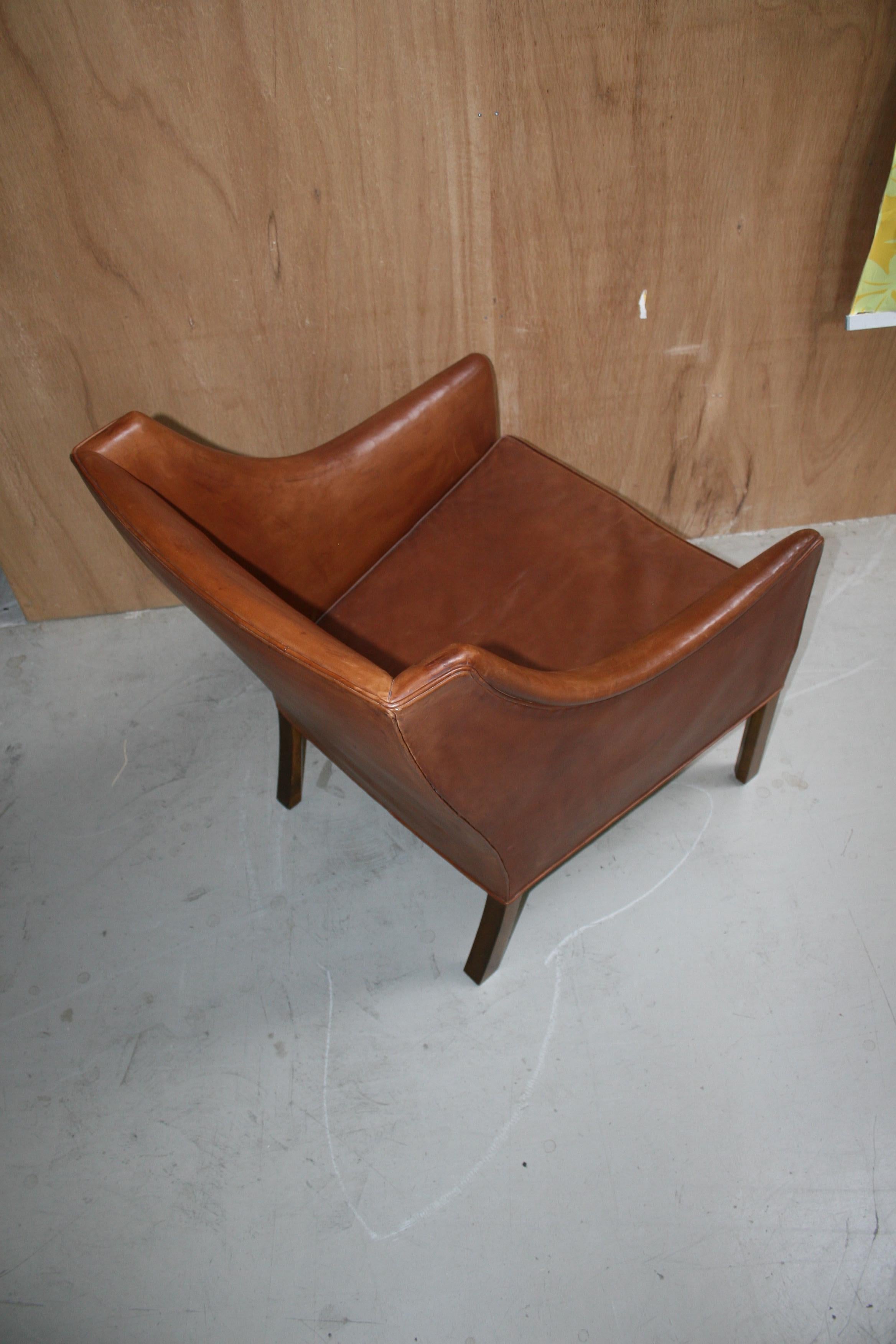 Borge Mogensen Leather Chair Made by Johannes Hansen, circa 1960s 1