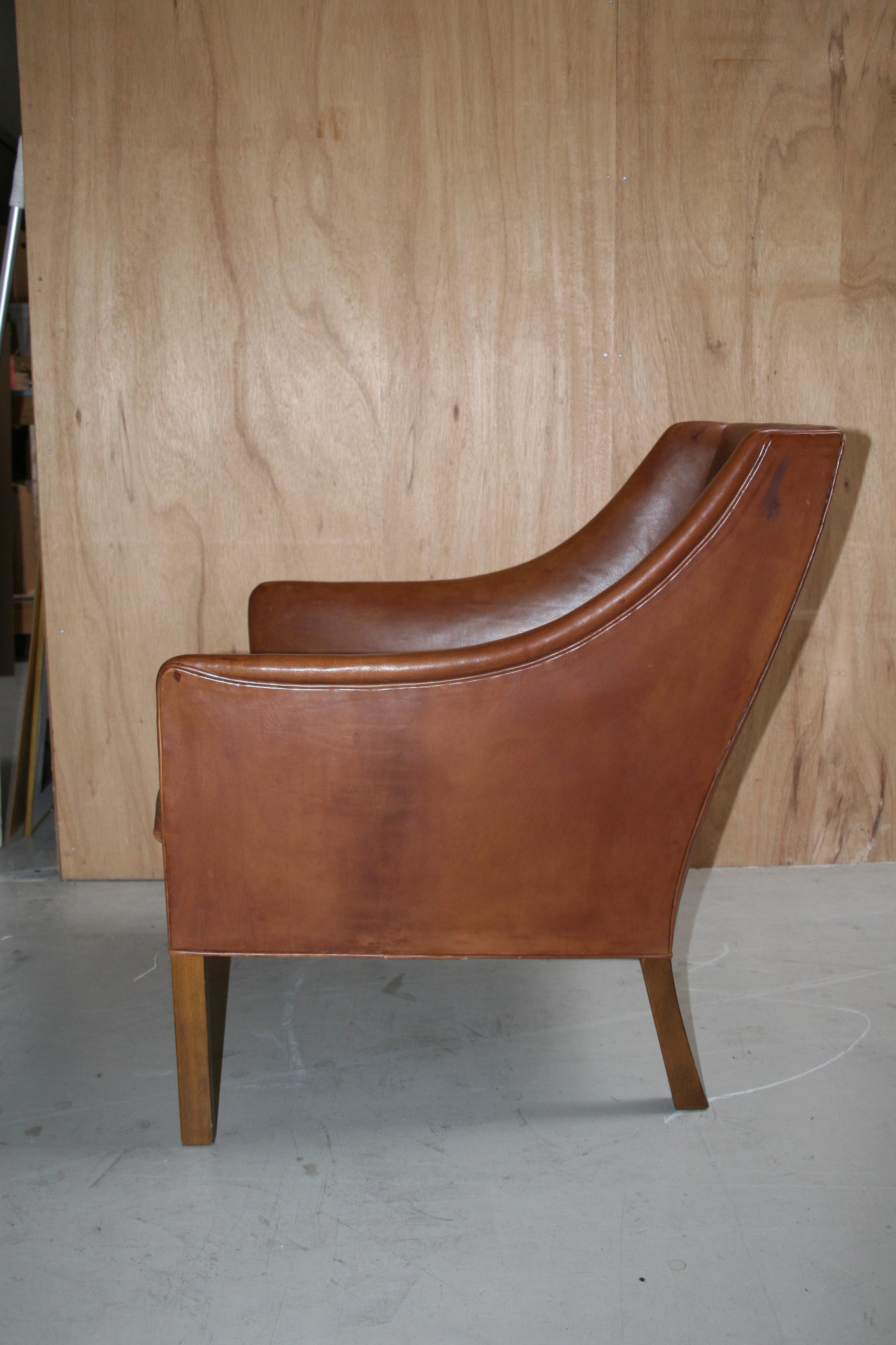 Borge Mogensen Leather Chair Made by Johannes Hansen, circa 1960s 3