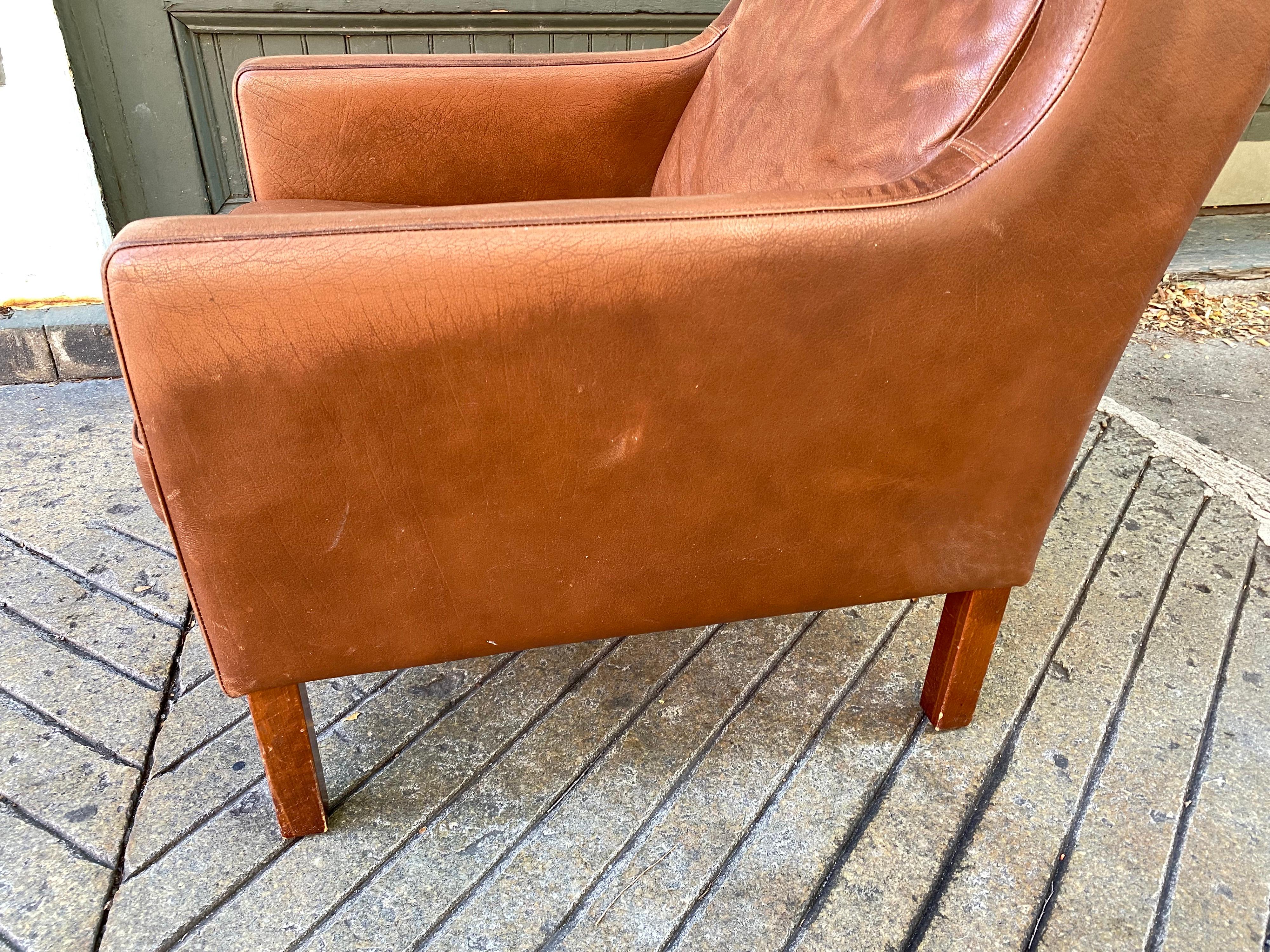 Mid-20th Century Borge Mogensen Leather Lounge Chair