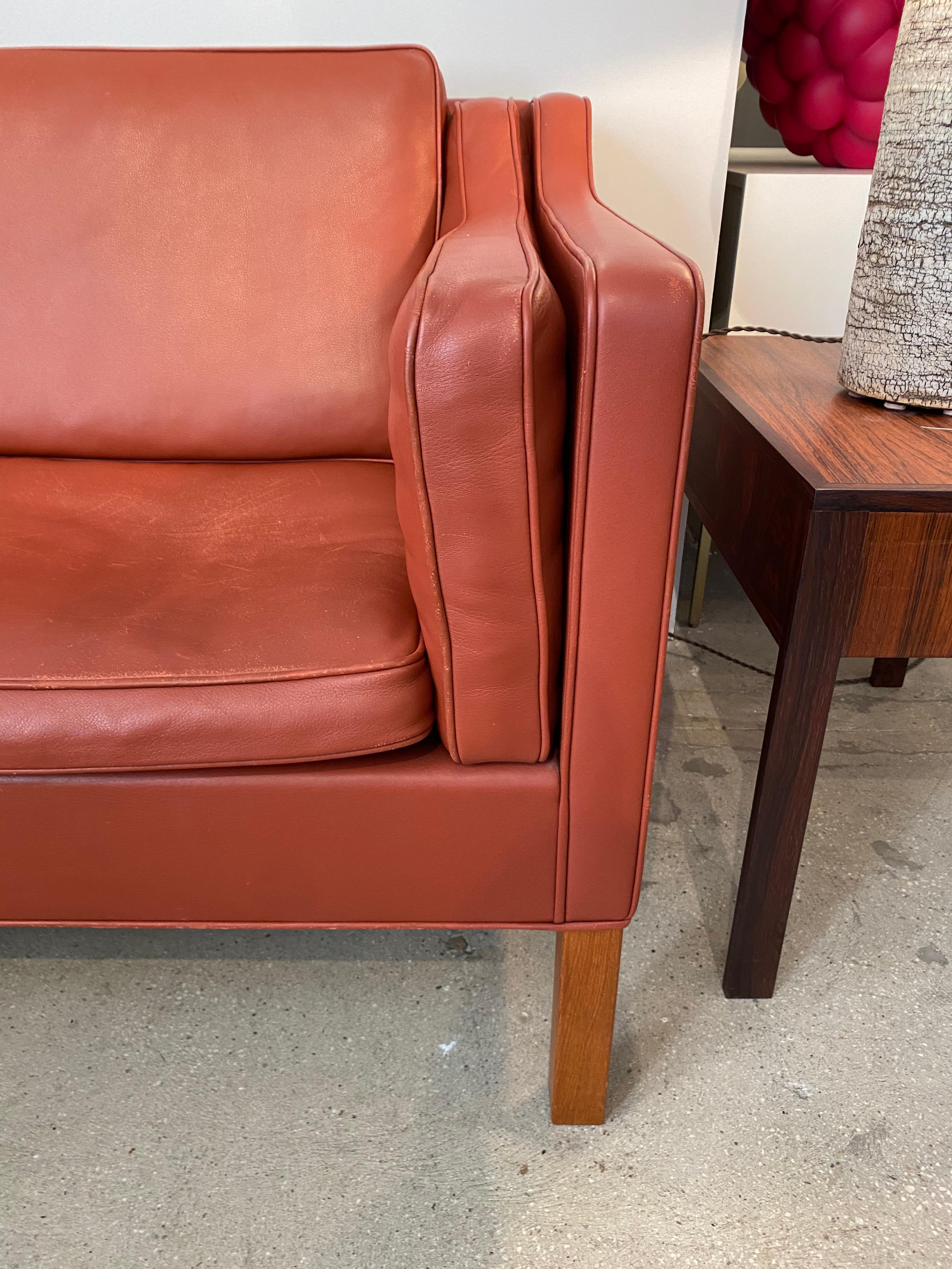 Borge Mogensen Leather Loveseat In Good Condition In New York, NY