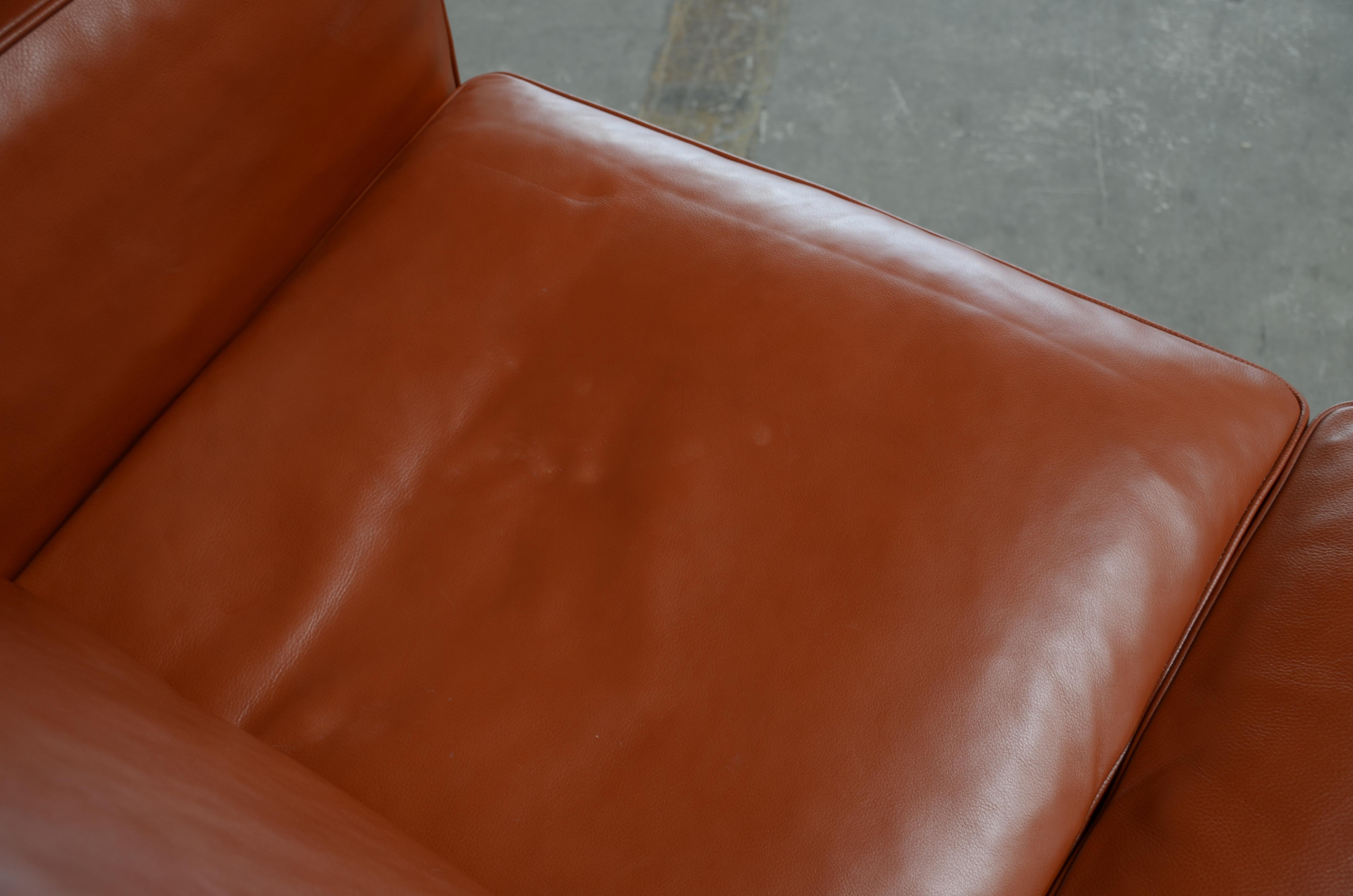 Borge Mogensen Leather Sofa Model 2212 Red Brandy Cognac for Fredericia 4