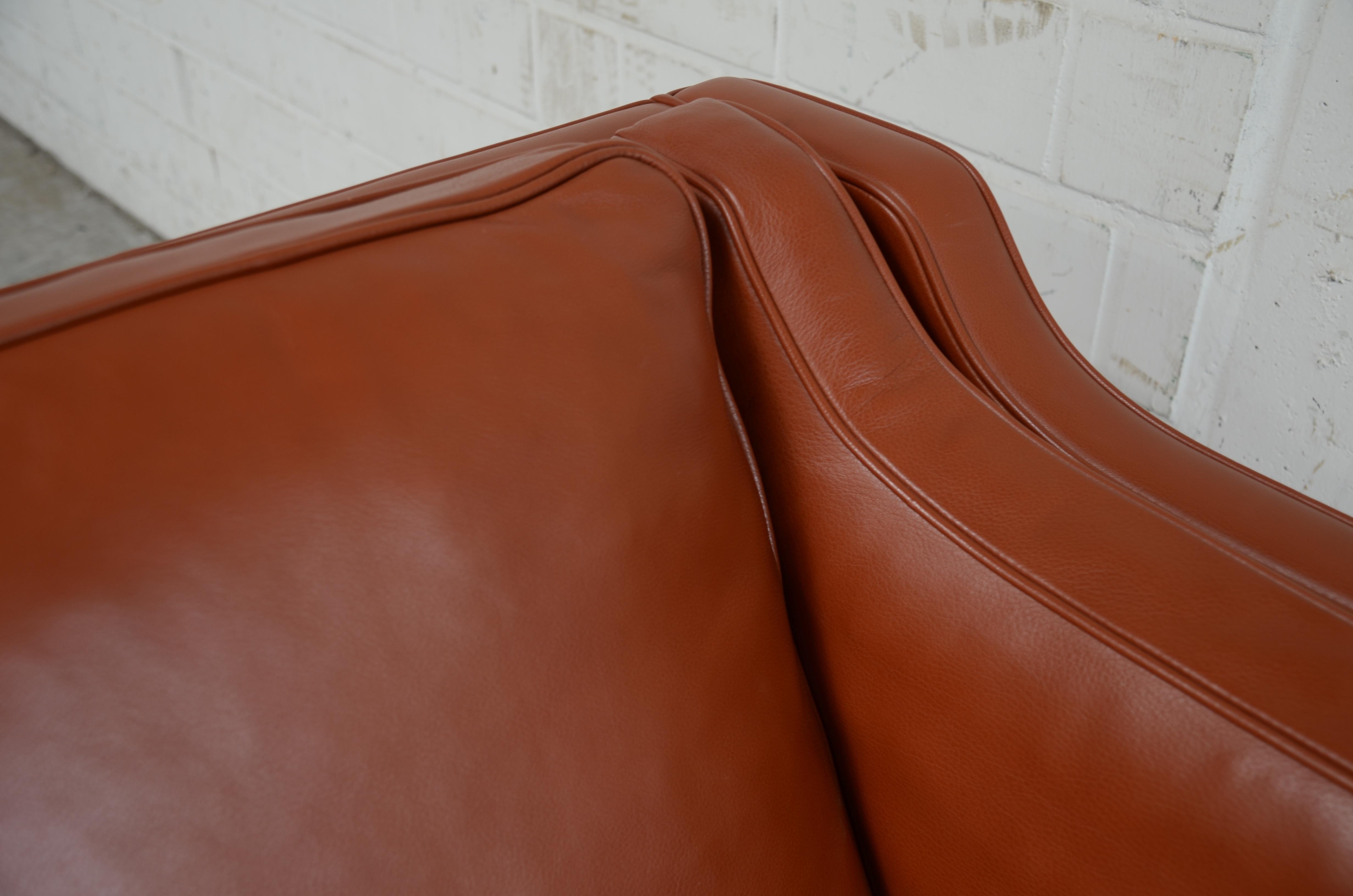Borge Mogensen Leather Sofa Model 2212 Red Brandy Cognac for Fredericia 11