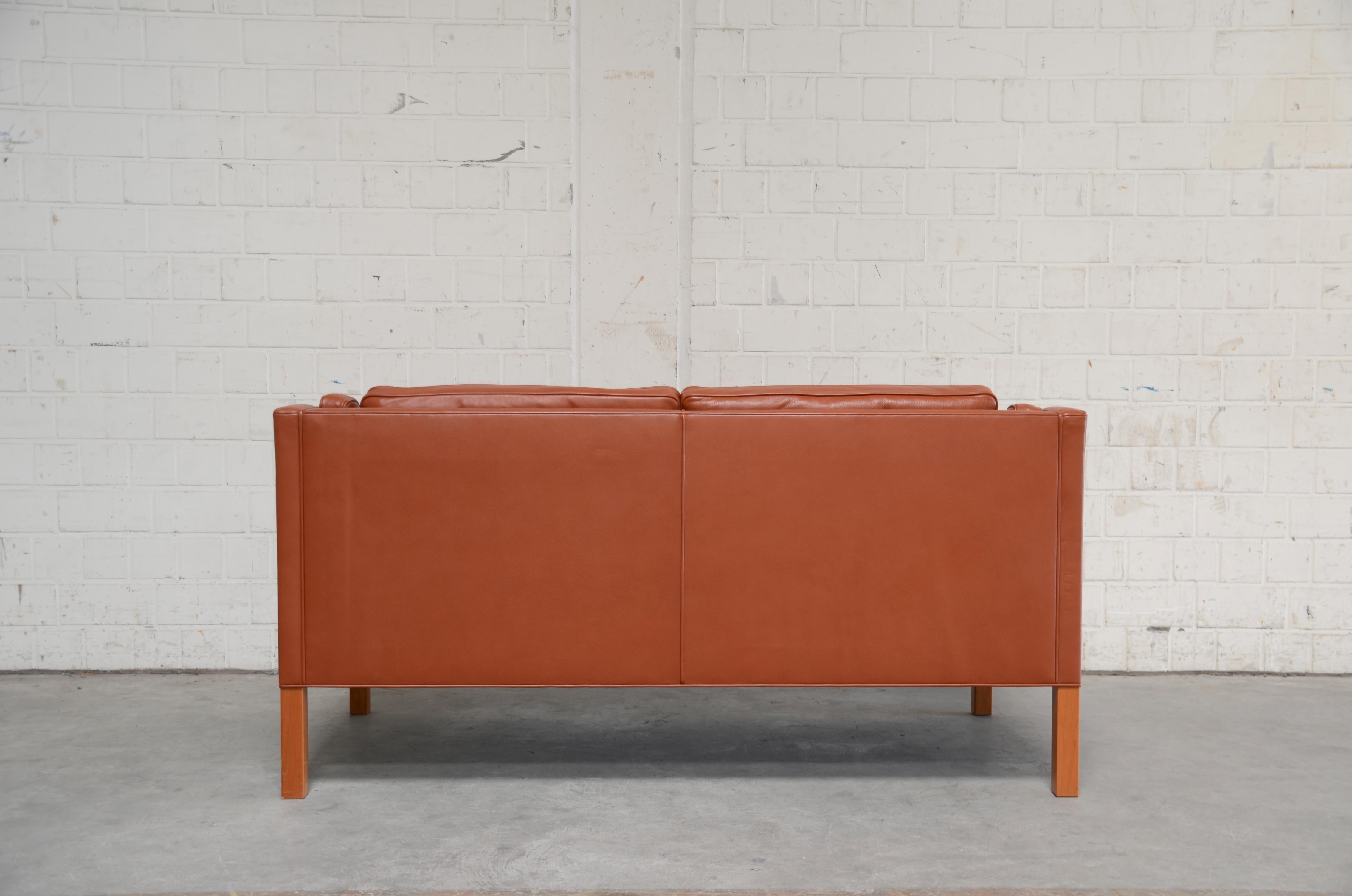 Borge Mogensen Leather Sofa Model 2212 Red Brandy Cognac for Fredericia 13
