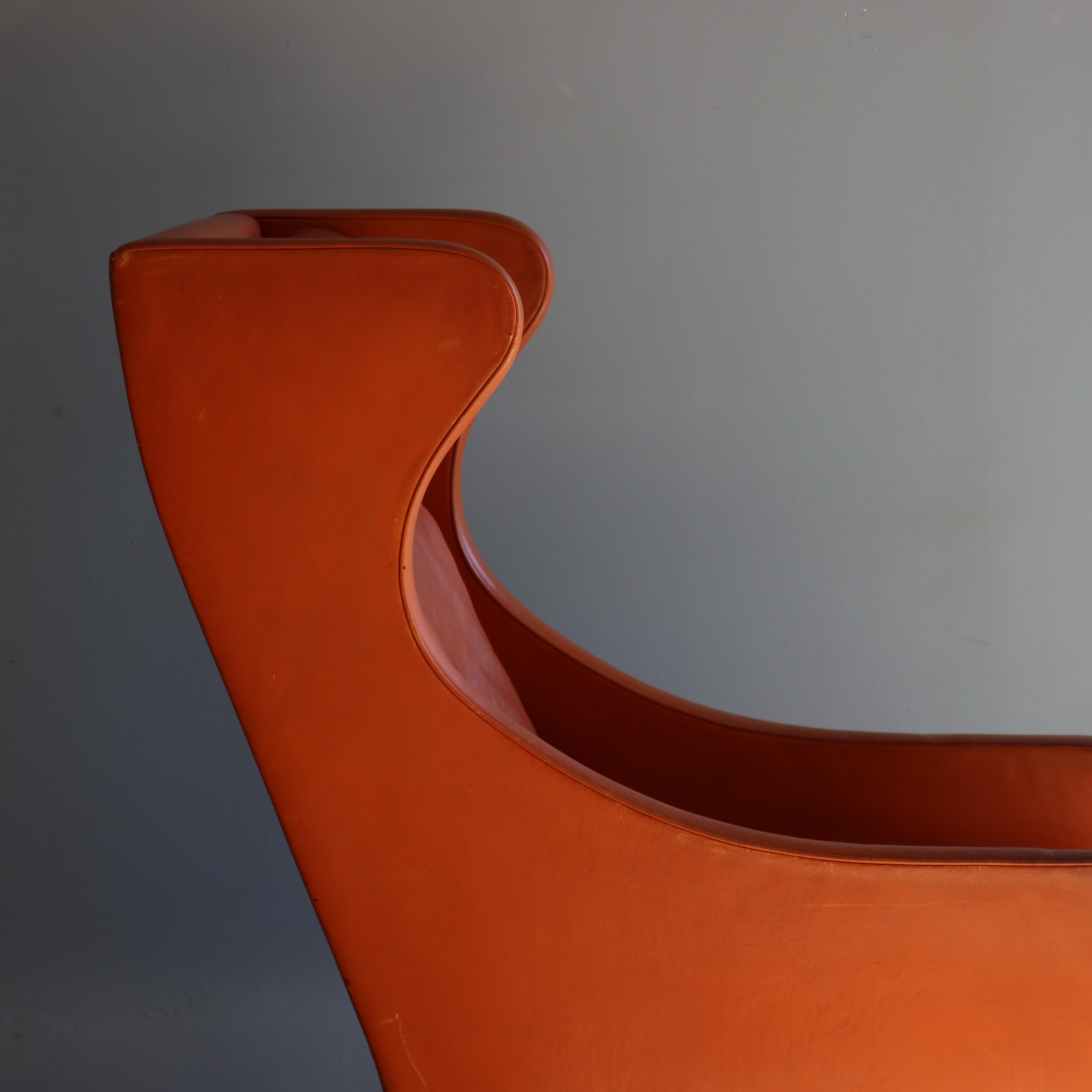 Mid-Century Modern Børge Mogensen Lounge Chair for Fredericia, Leather, 1960s  For Sale