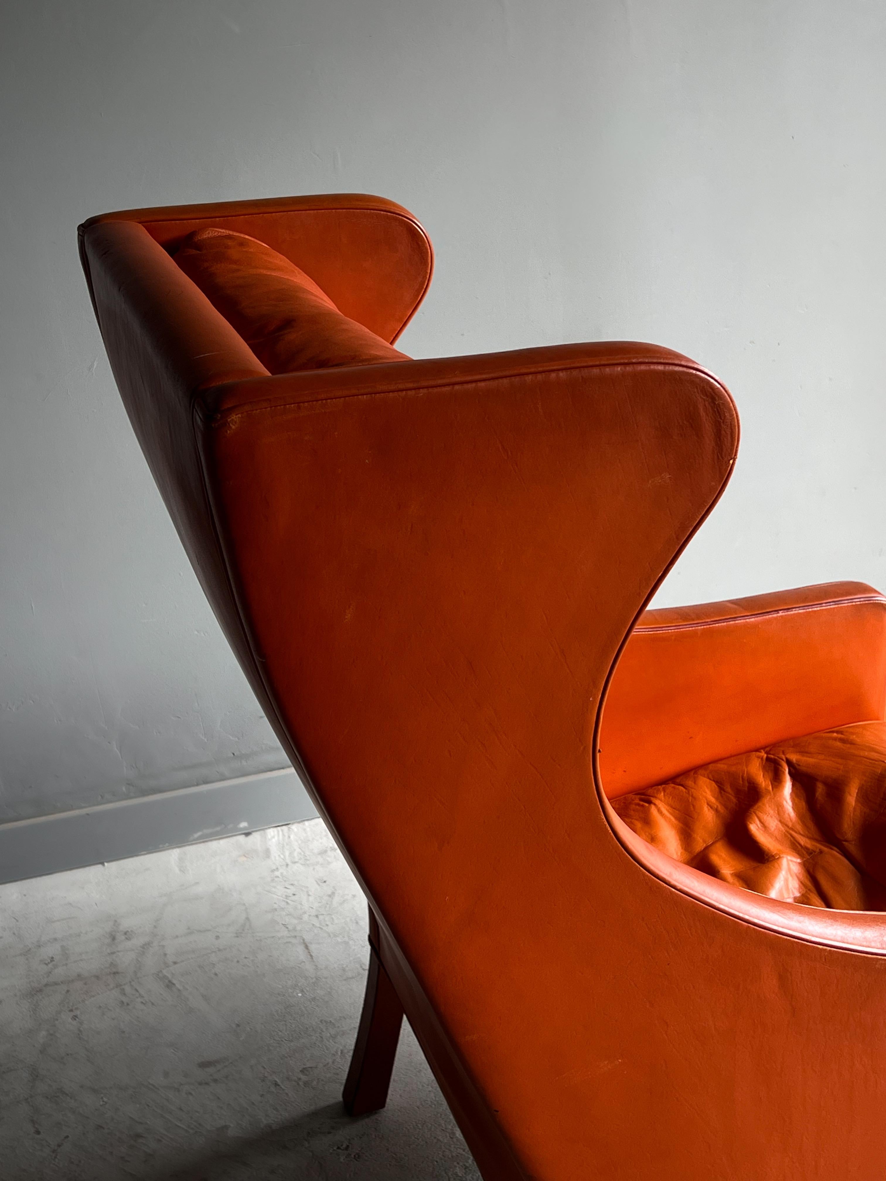 Danish Børge Mogensen Lounge Chair for Fredericia, Leather, 1960s  For Sale