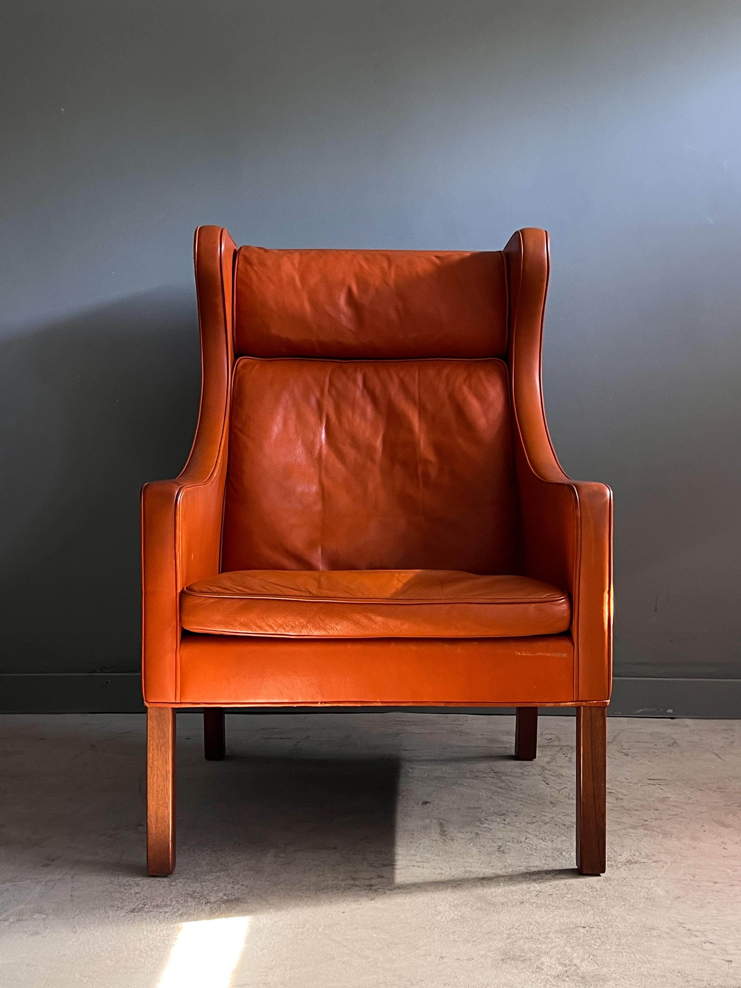 Børge Mogensen Lounge Chair for Fredericia, Leather, 1960s  In Good Condition For Sale In Round Rock, TX