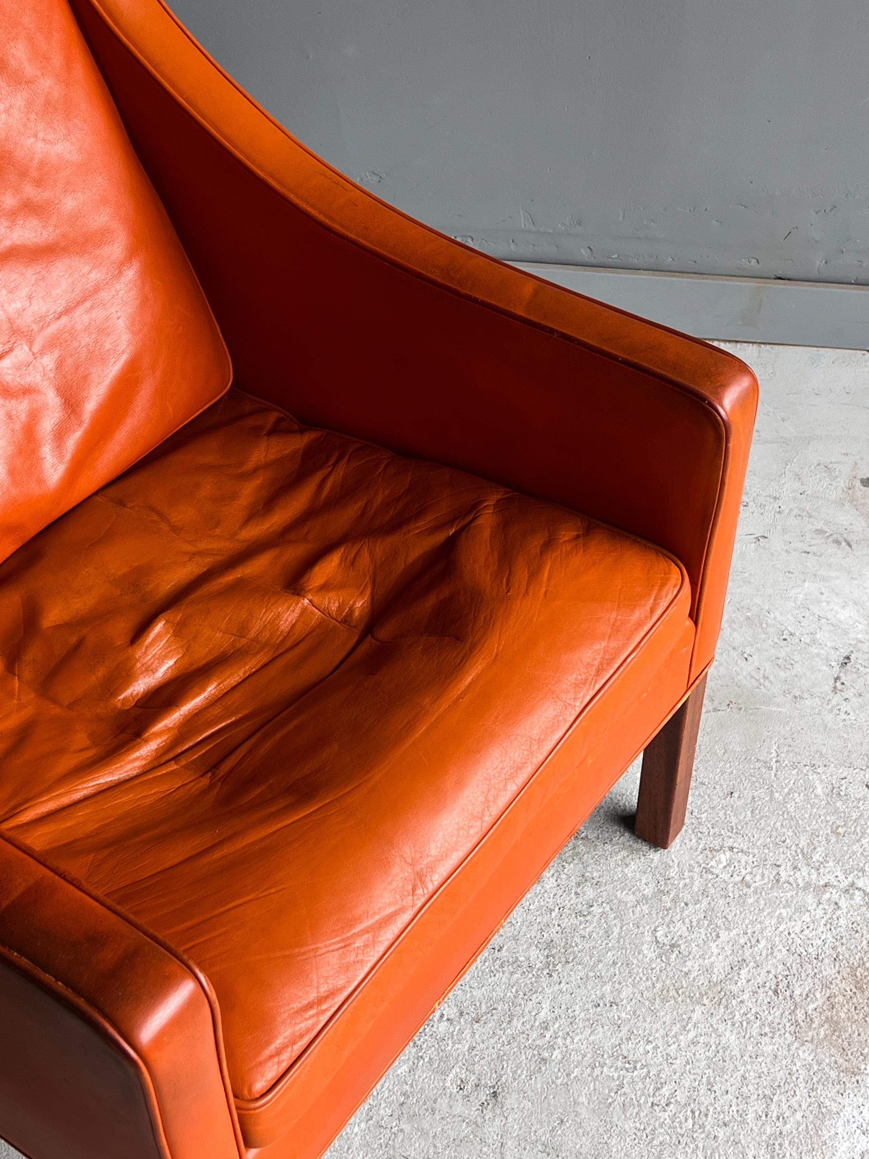 Mid-20th Century Børge Mogensen Lounge Chair for Fredericia, Leather, 1960s  For Sale